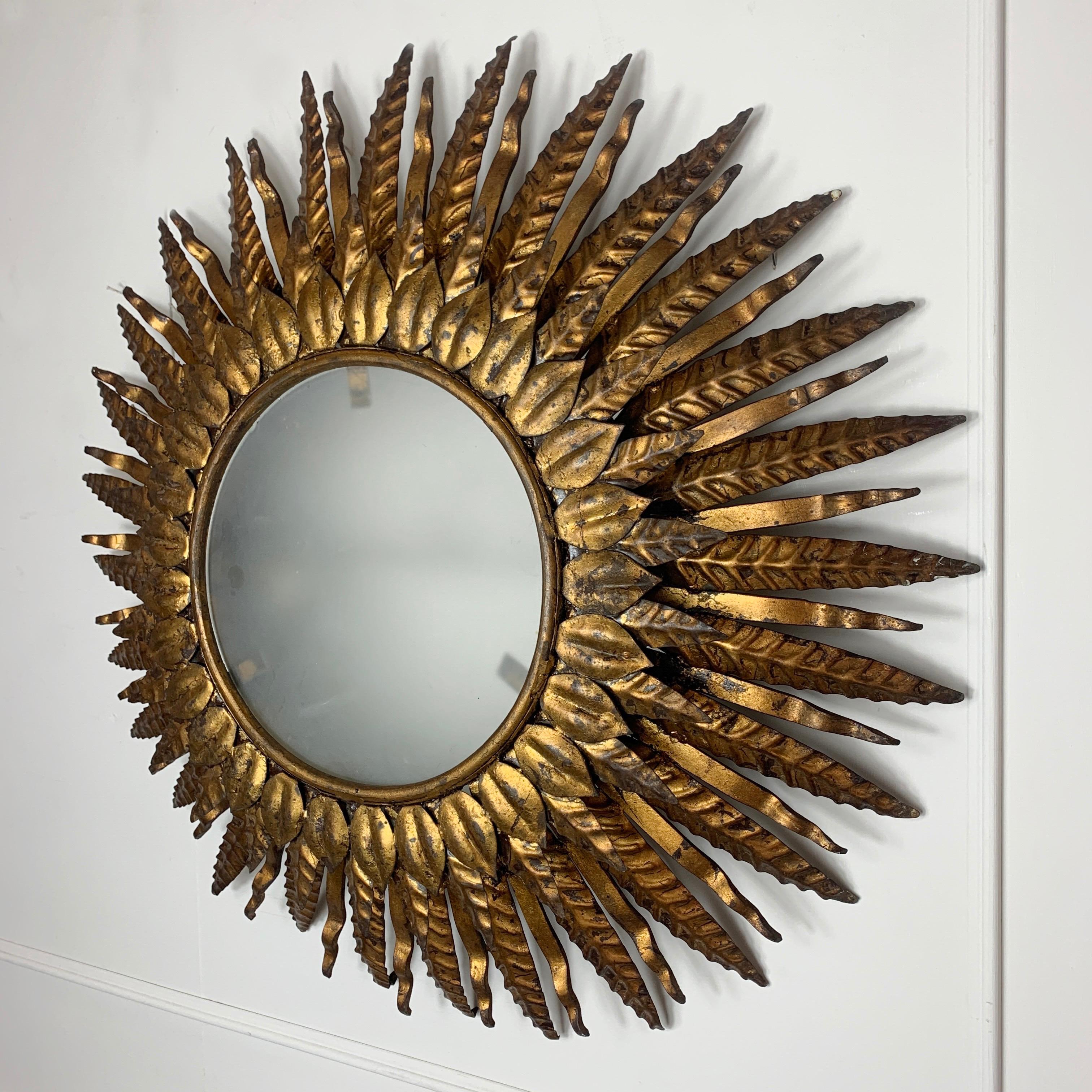 1950s Spanish Gilt Sunburst Ceiling Light 1