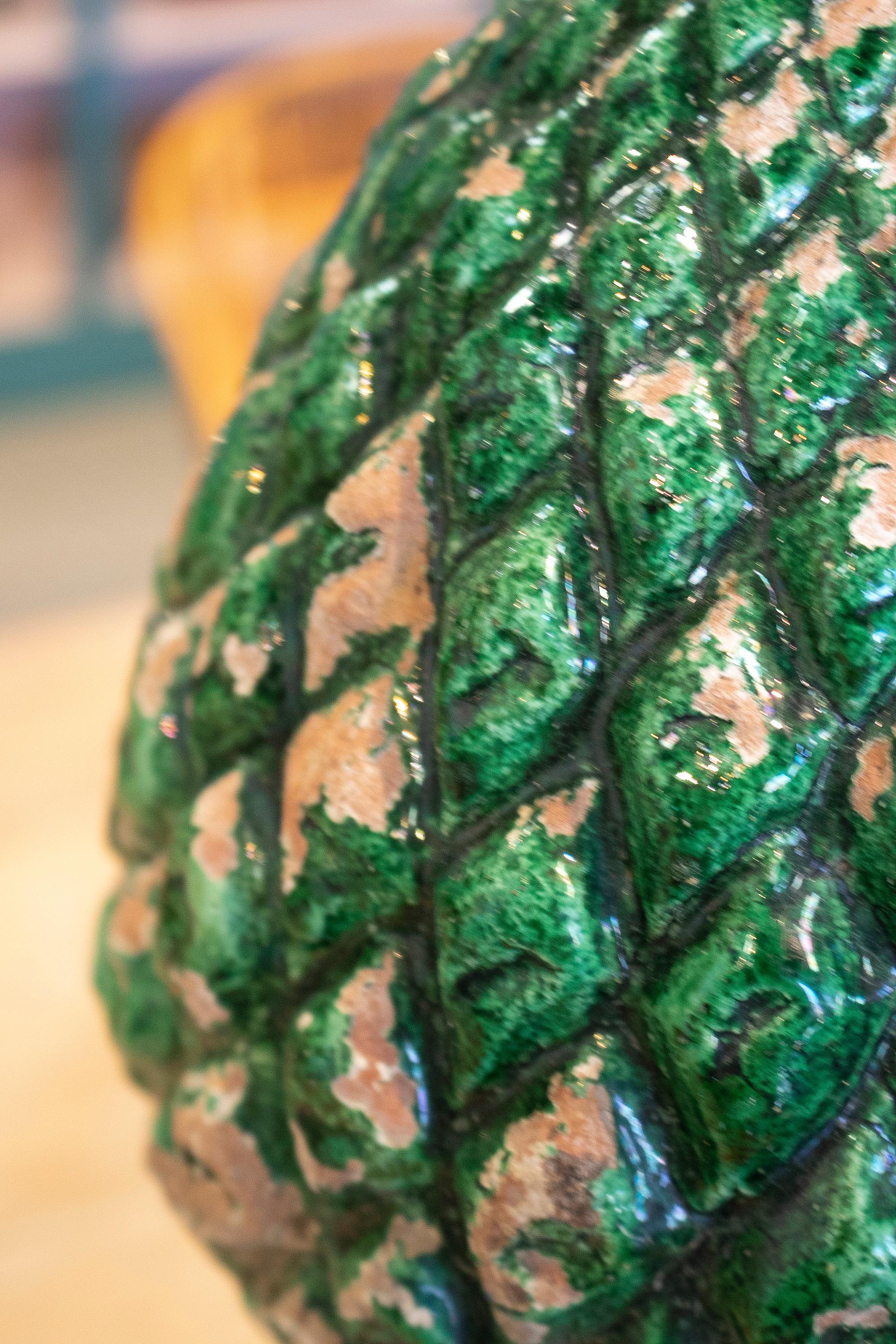 1950s Spanish Green Glazed Terracotta Pineapple Shaped Finial 8