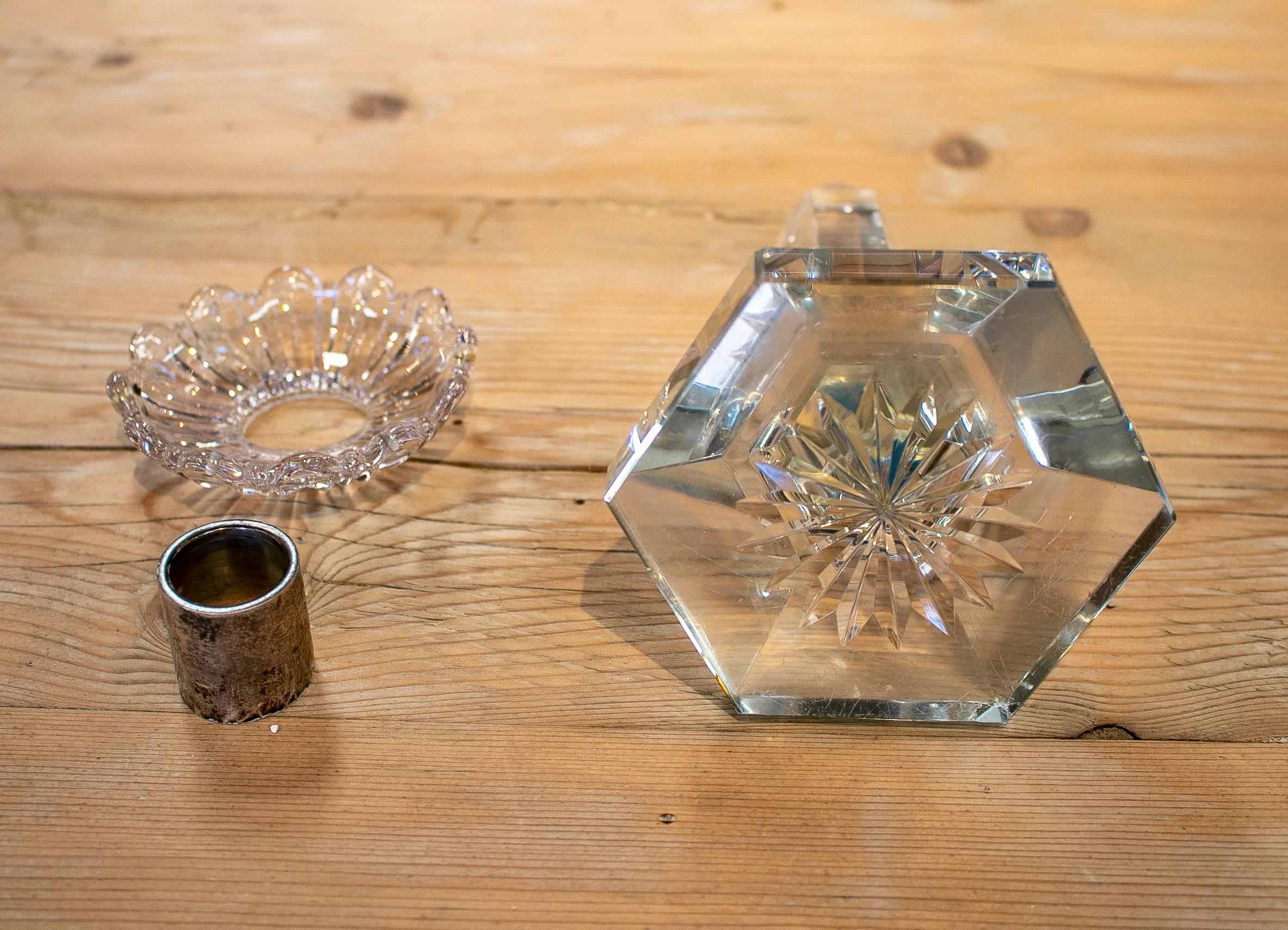 1950s Spanish Hand Carved Crystal Candlesticks 8