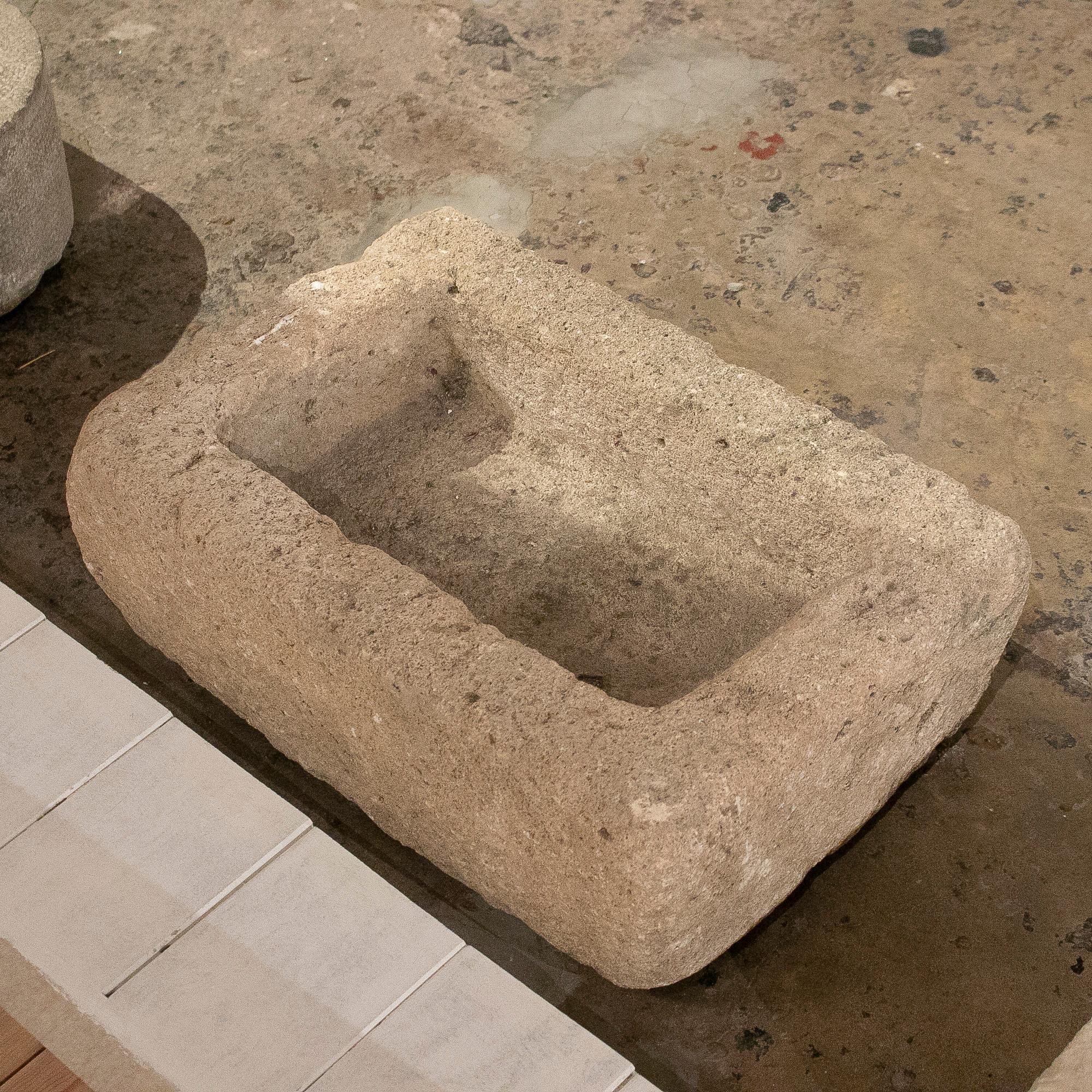 1950s Spanish Hand Carved Stone Trough In Good Condition In Marbella, ES