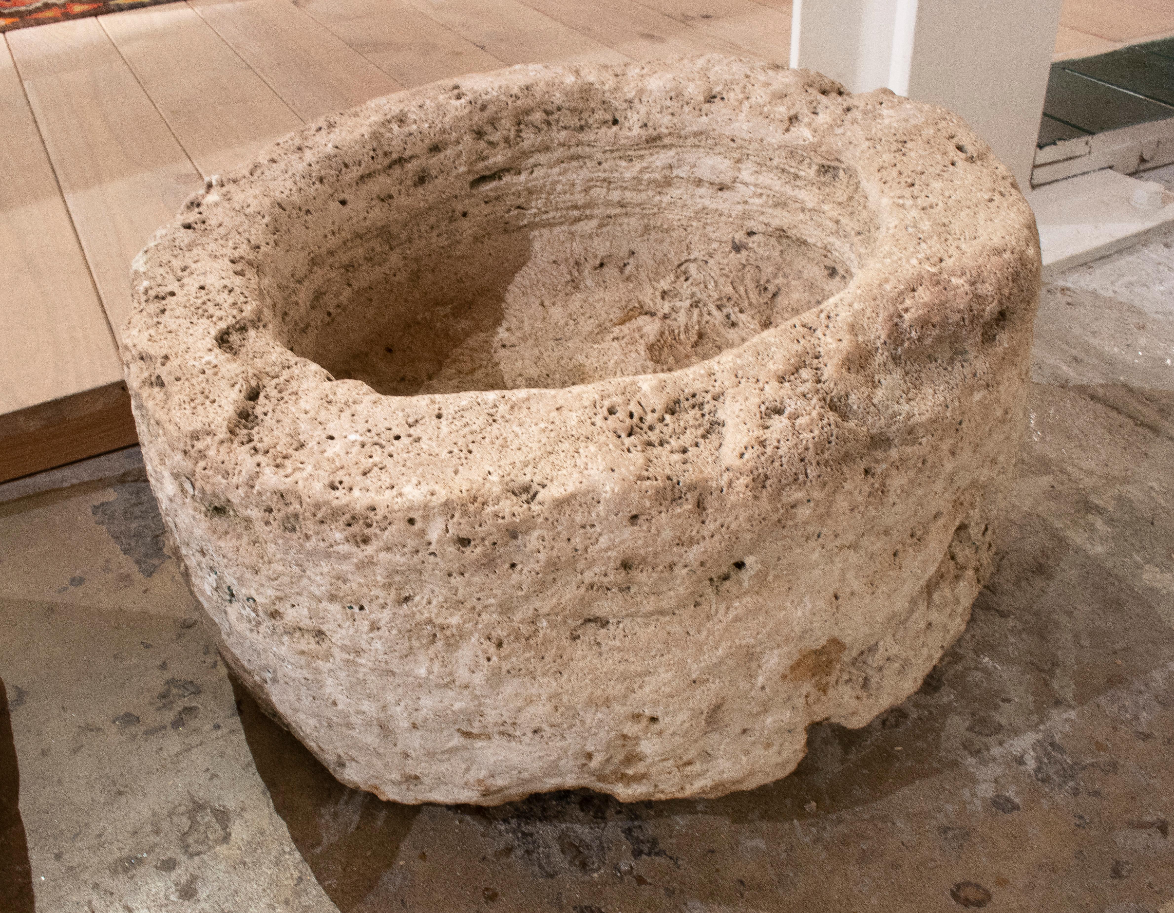 Mid-20th Century 1950s Spanish Hand Carved Stone Trough