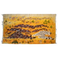 1950s Spanish Hand Woven Tapestry with Shepherd and Animals Scene