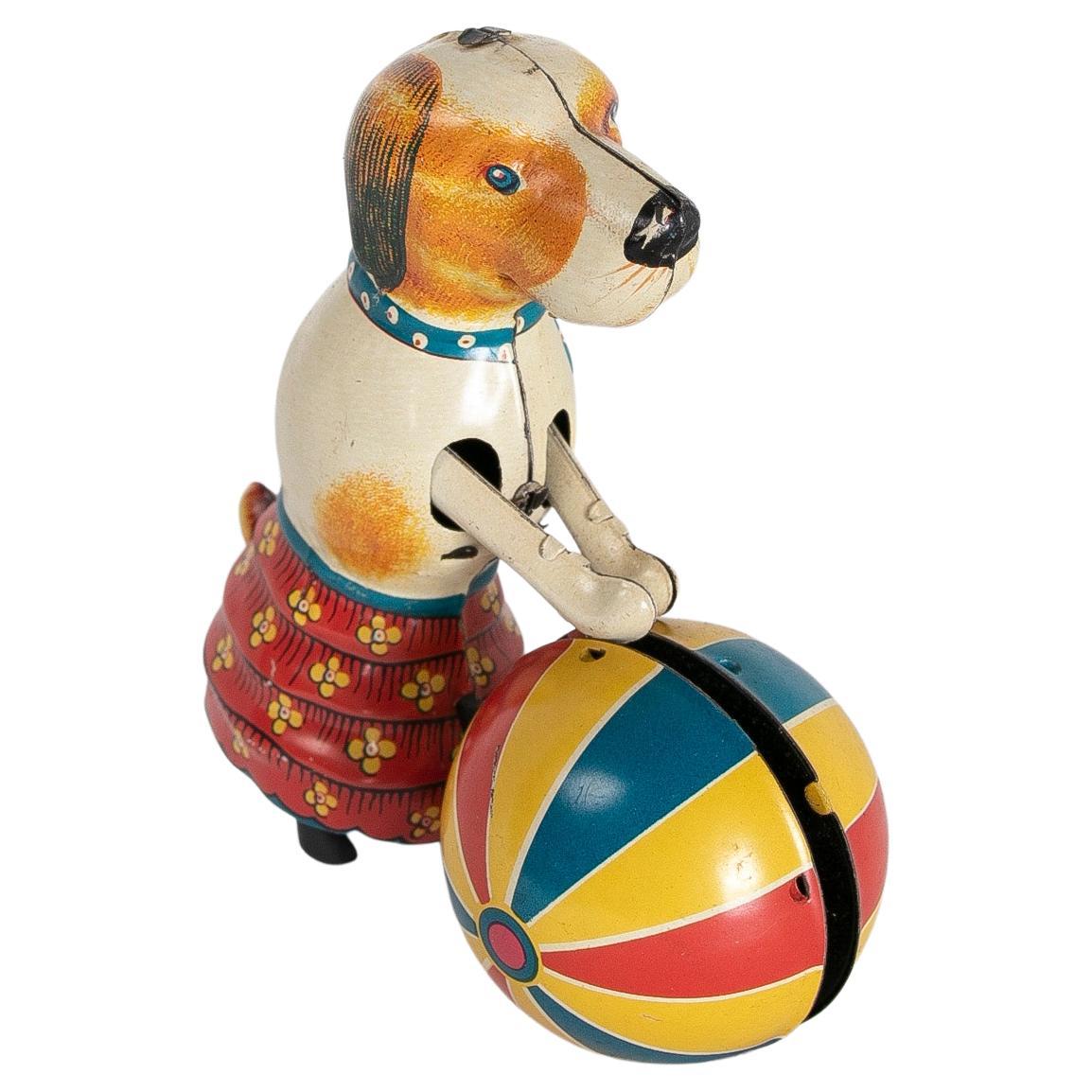 1950s Spanish Metal Dog Toy with Ball For Sale