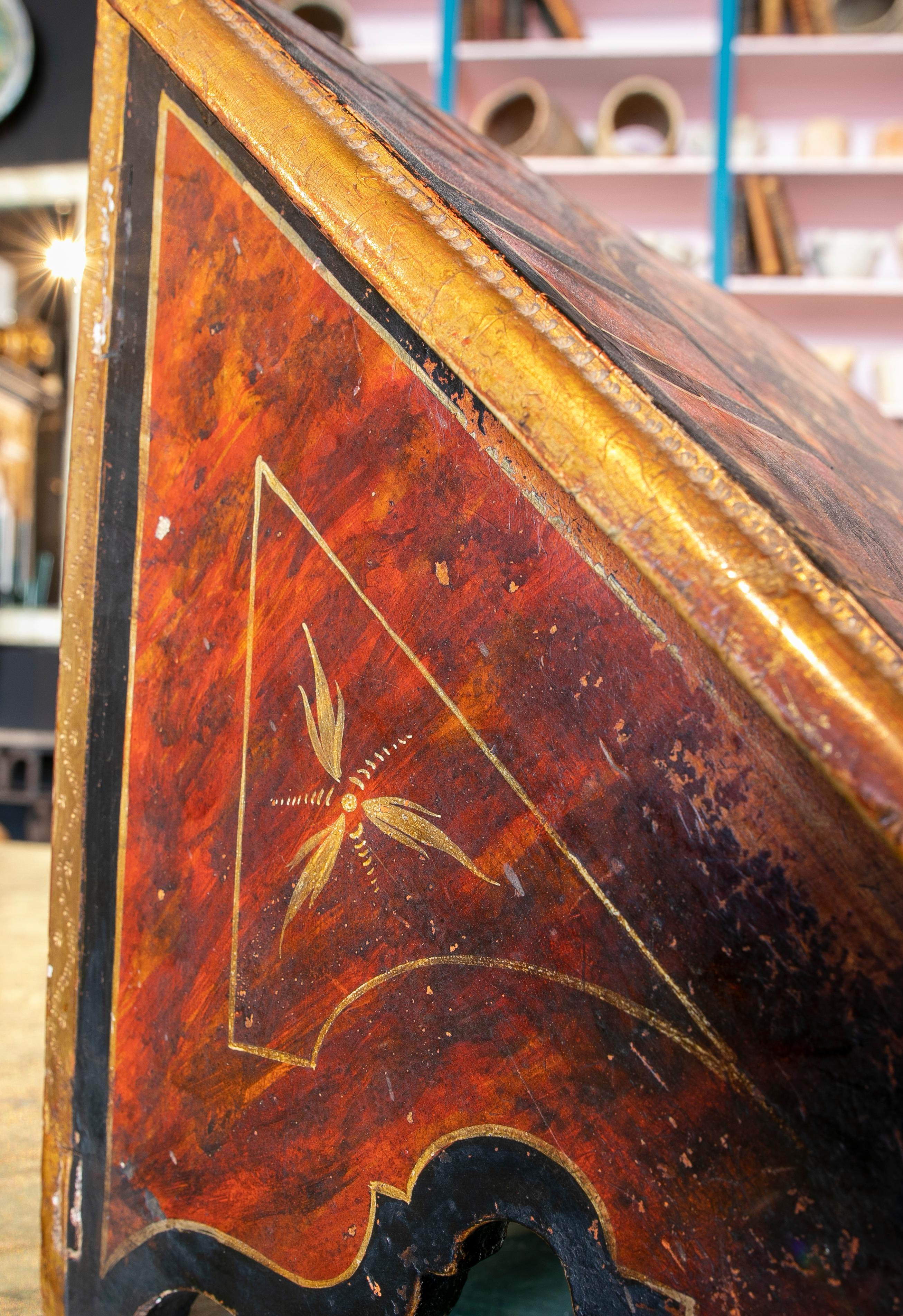 1950s Spanish Painted Faux Marble Wooden Lectern Reading Desk 4