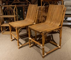 Paire de chaises espagnoles en bambou des années 1950
