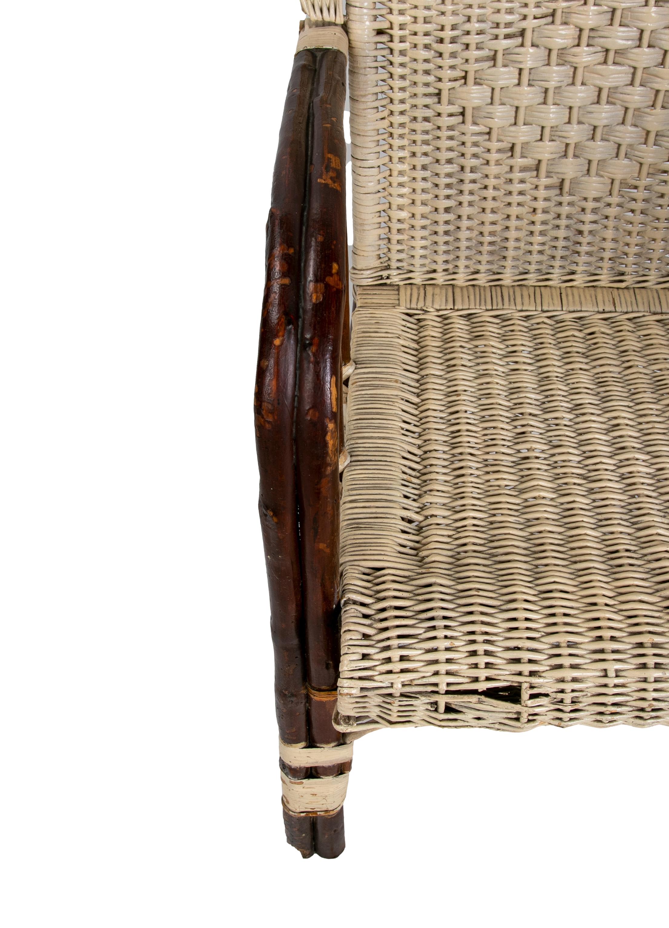 1950s Spanish Pair of Handmade Wicker Armchairs 12