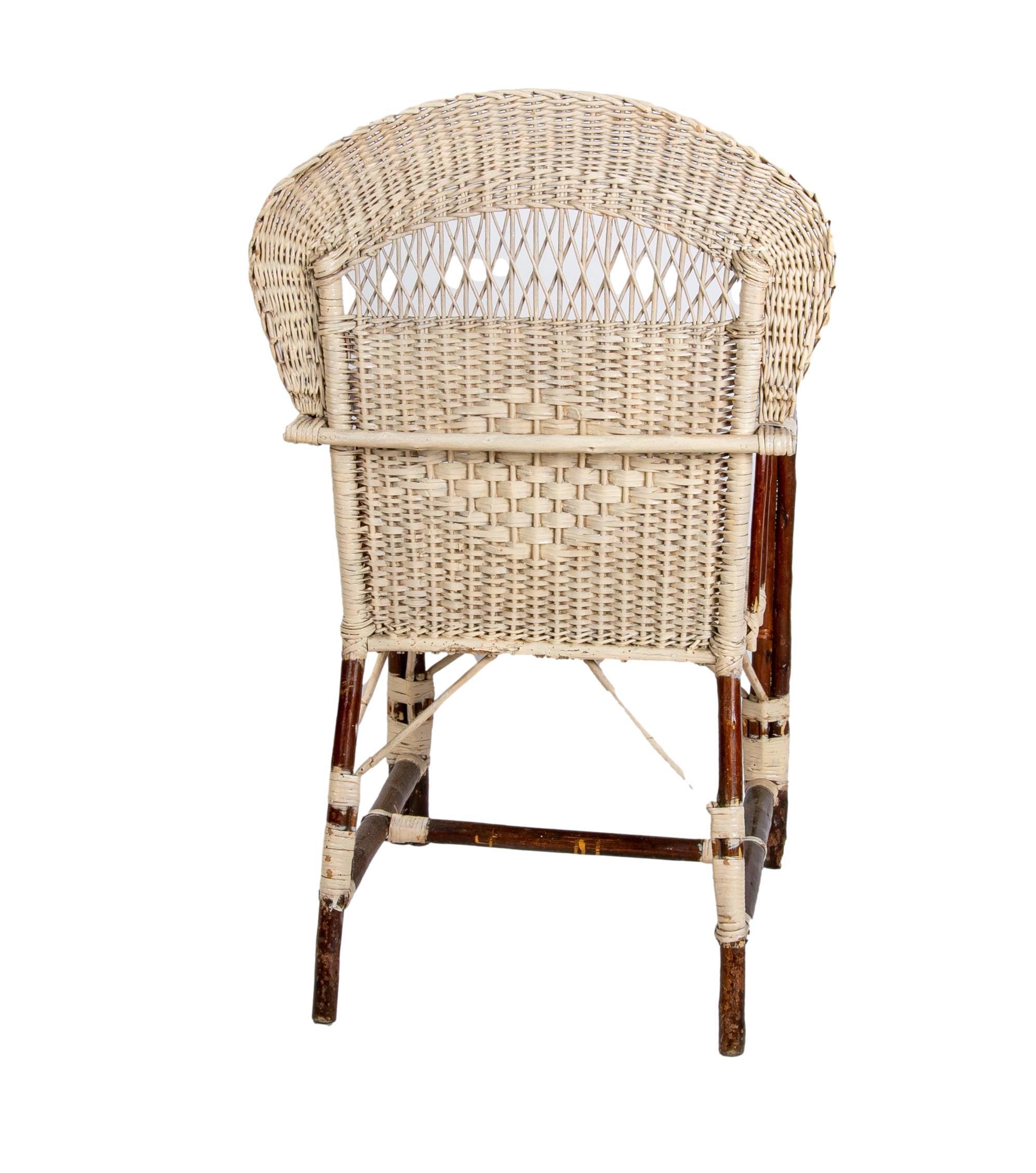 1950s Spanish Pair of Handmade Wicker Armchairs 2