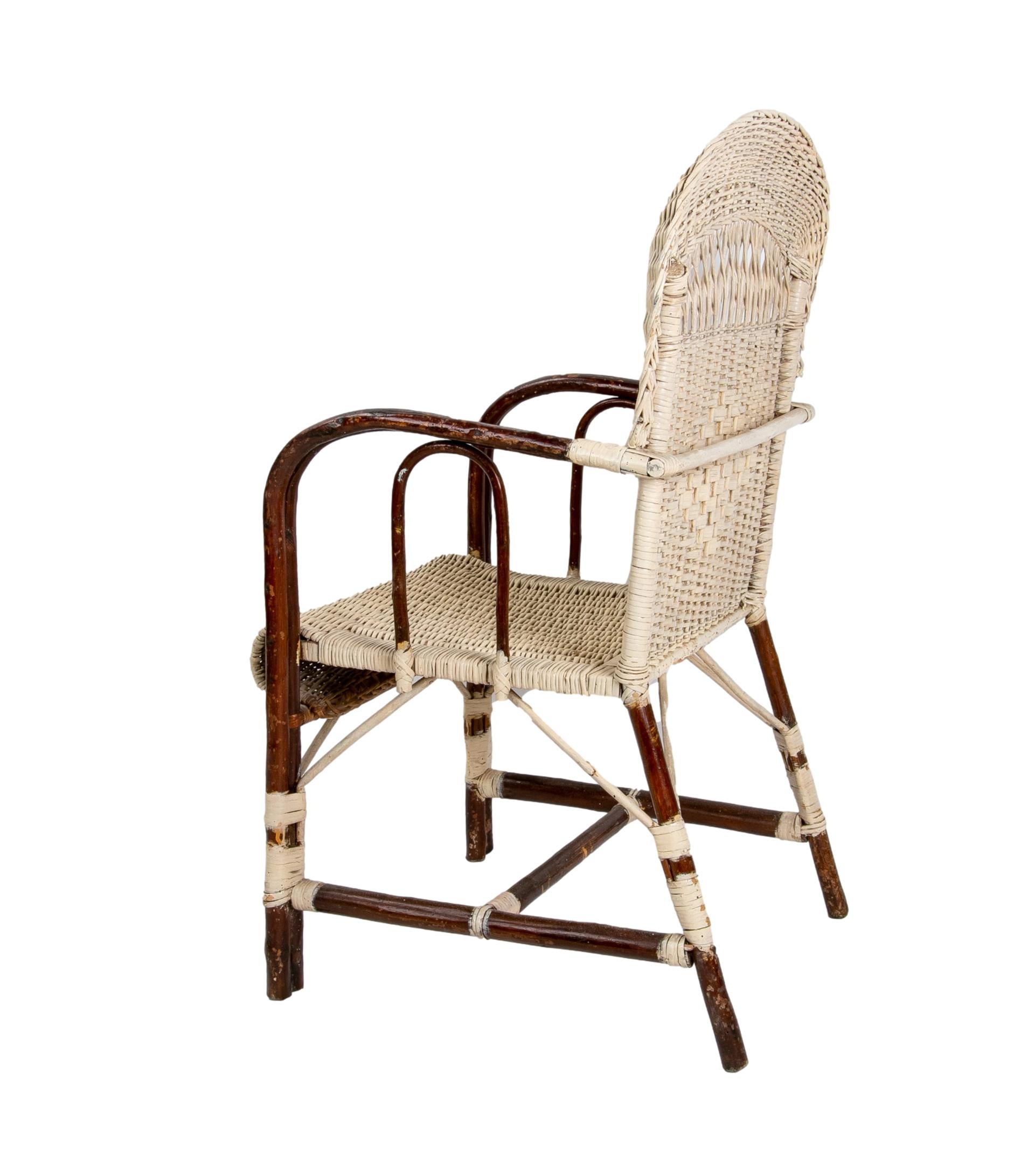 1950s Spanish Pair of Handmade Wicker Armchairs 3