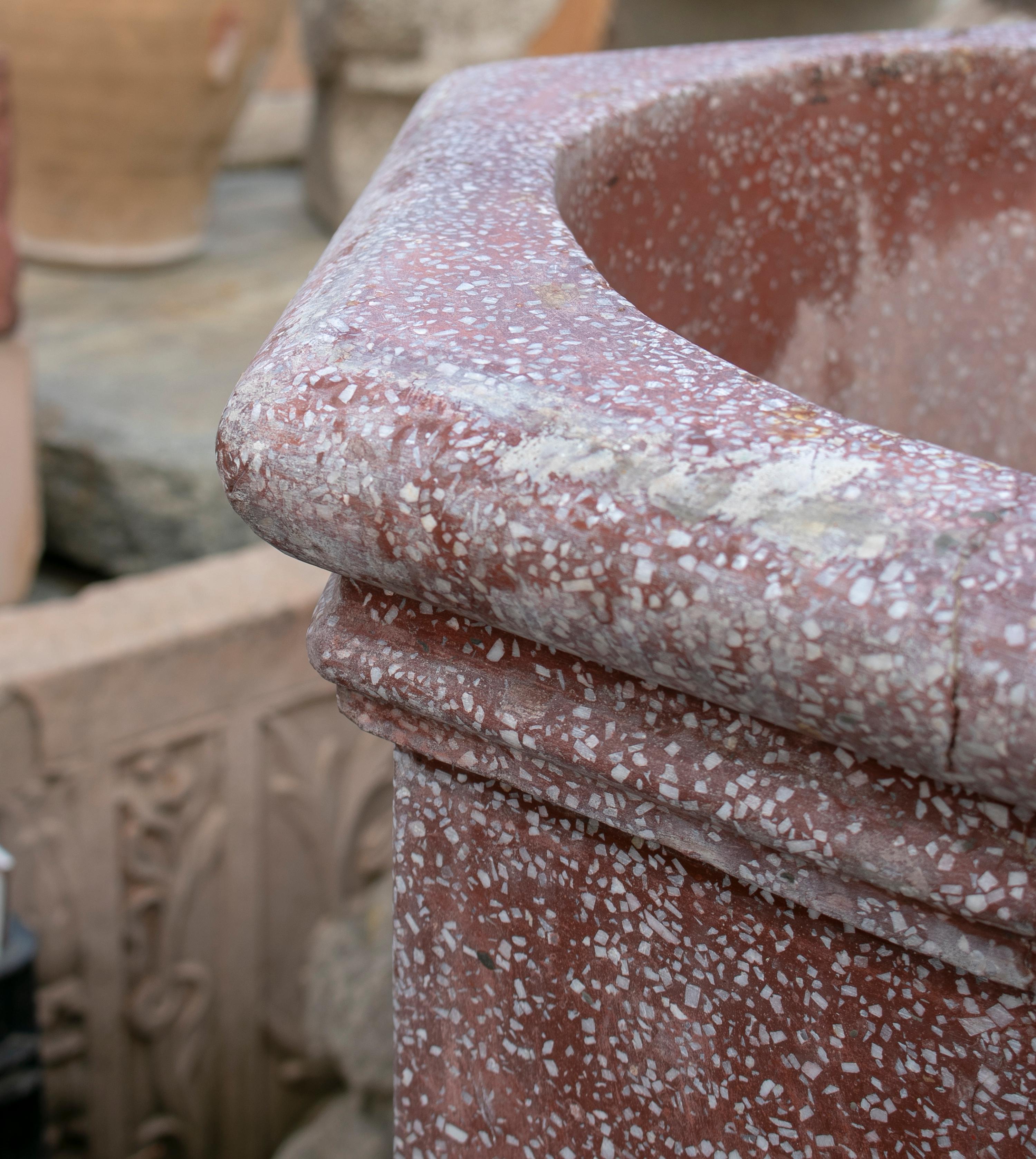 1950s Spanish Red Reconstituted Stone Wellhead For Sale 1