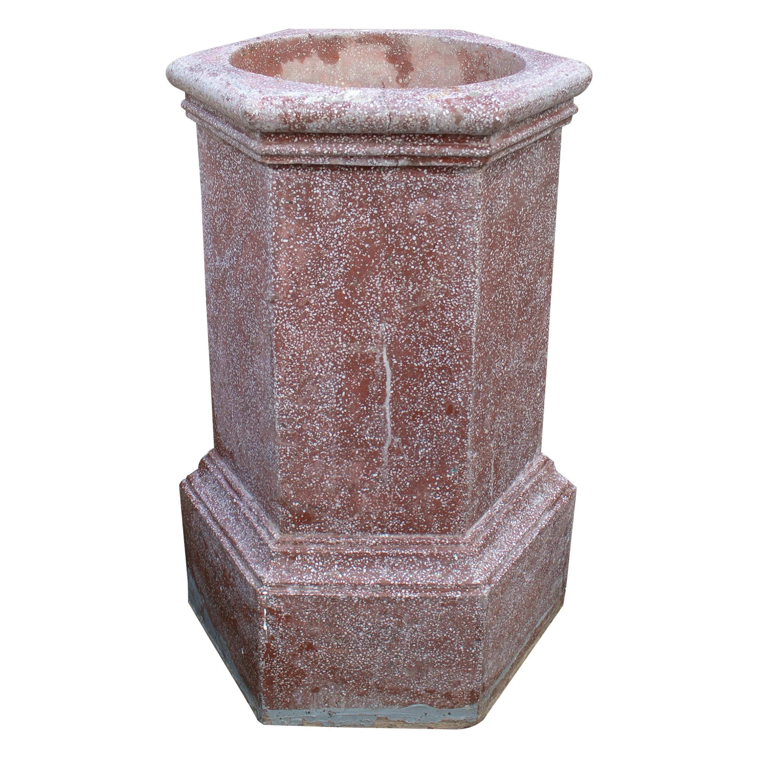 1950s Spanish Red Reconstituted Stone Wellhead