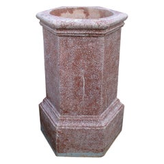 Vintage 1950s Spanish Red Reconstituted Stone Wellhead