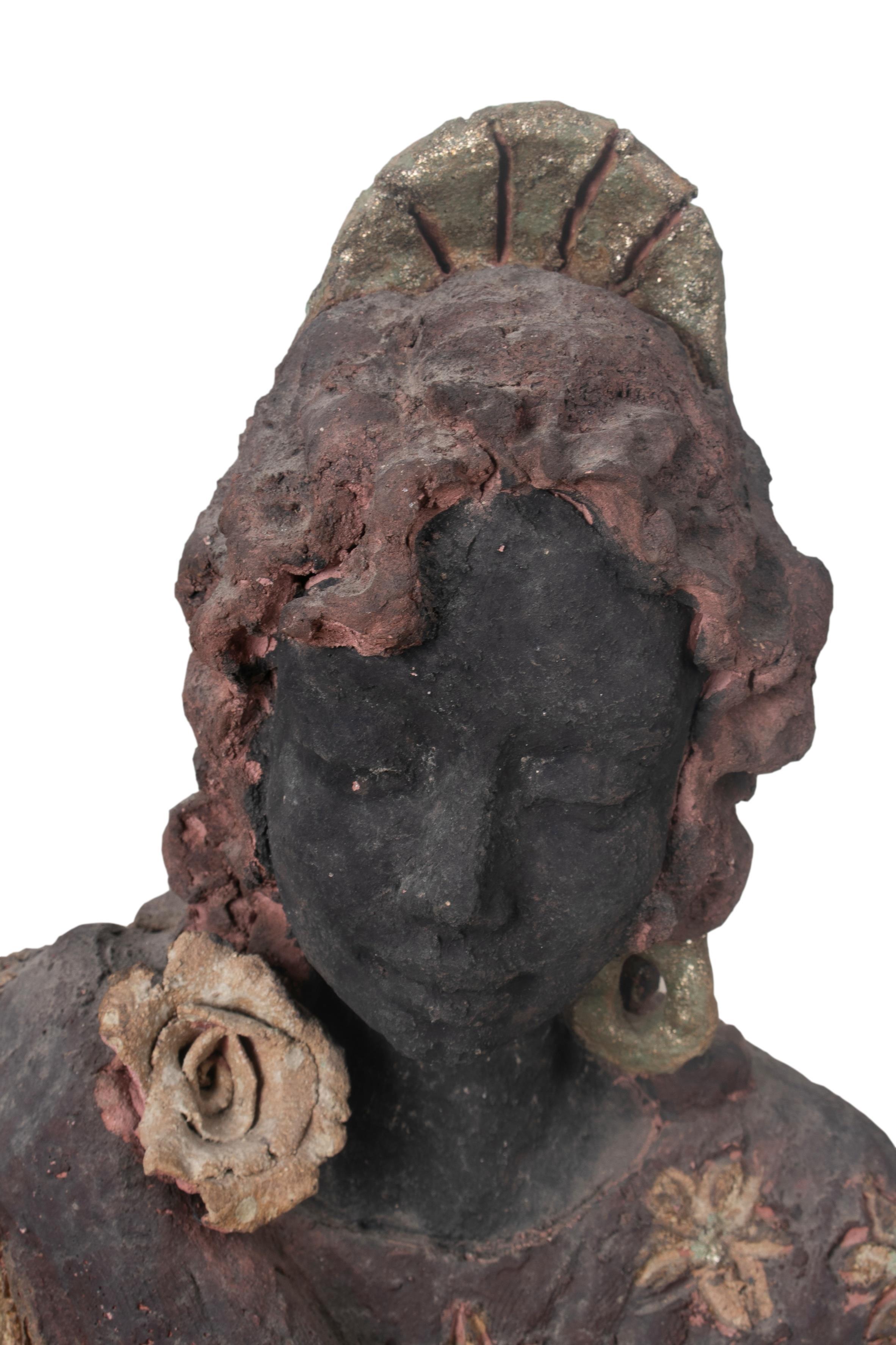 Buste espagnol en terre cuite des années 1950 représentant une femme flamenco d' Andalousie en vente 5