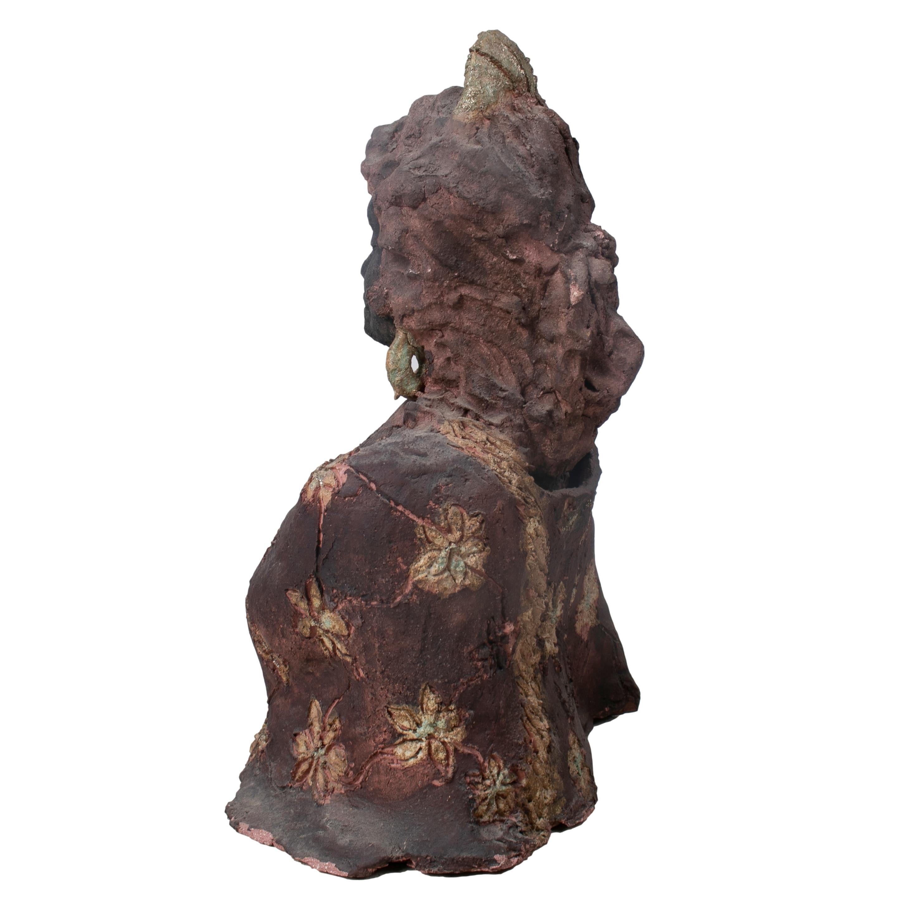 1950s Spanish Terracotta Bust of Andalusian Flamenco Woman In Good Condition For Sale In Marbella, ES
