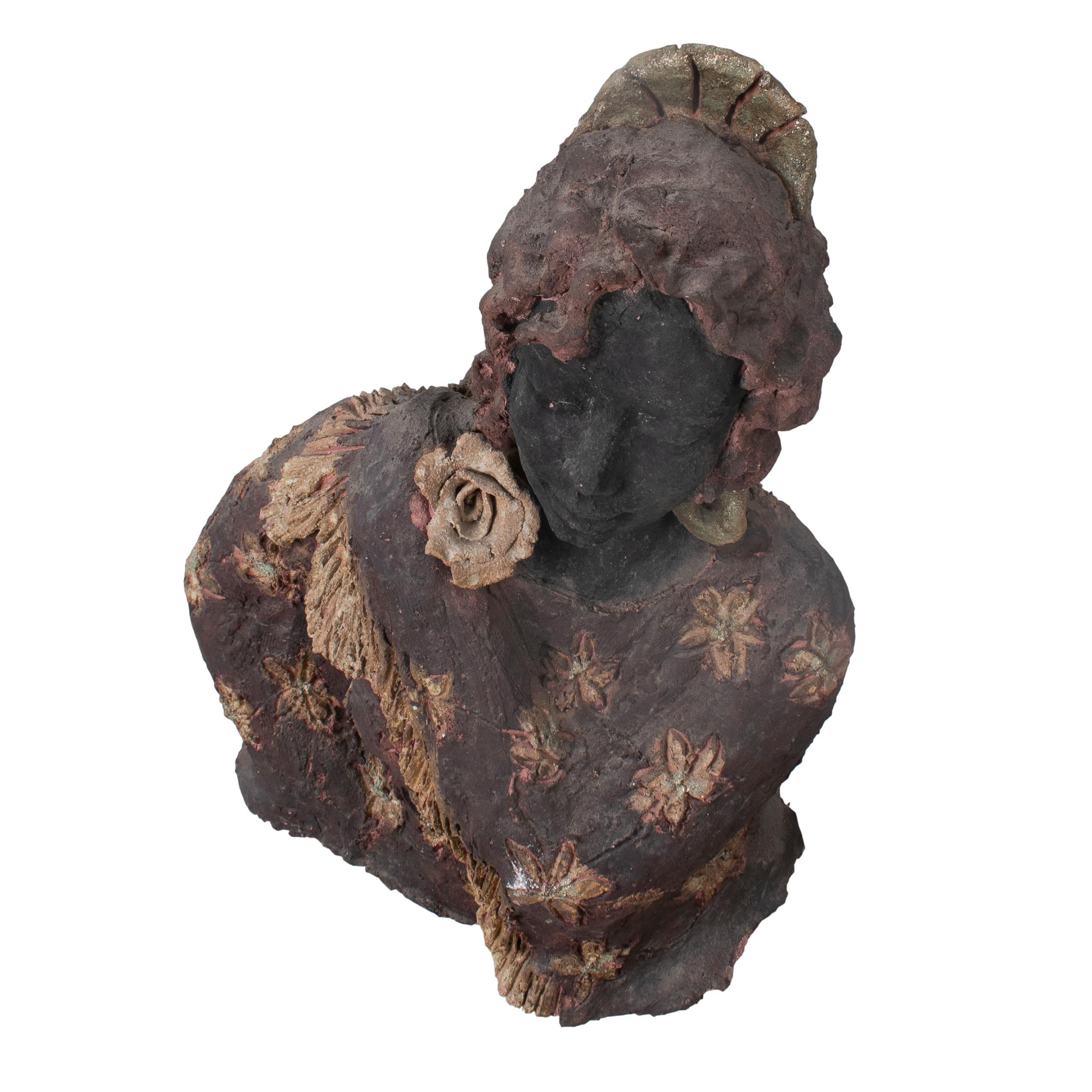 Busto español de terracota de mujer flamenca andaluza de los años 50 siglo XX