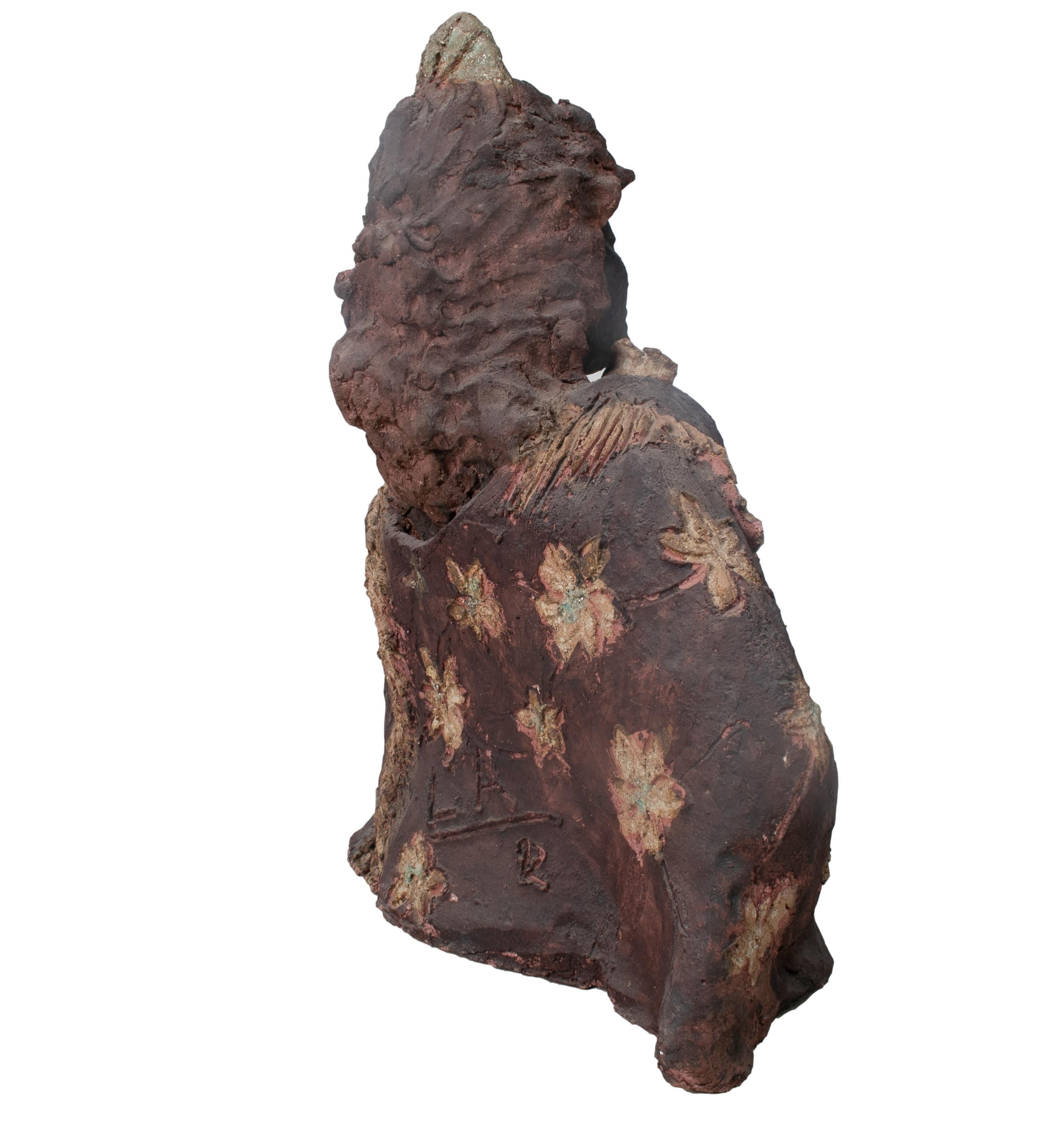 Busto español de terracota de mujer flamenca andaluza de los años 50 2