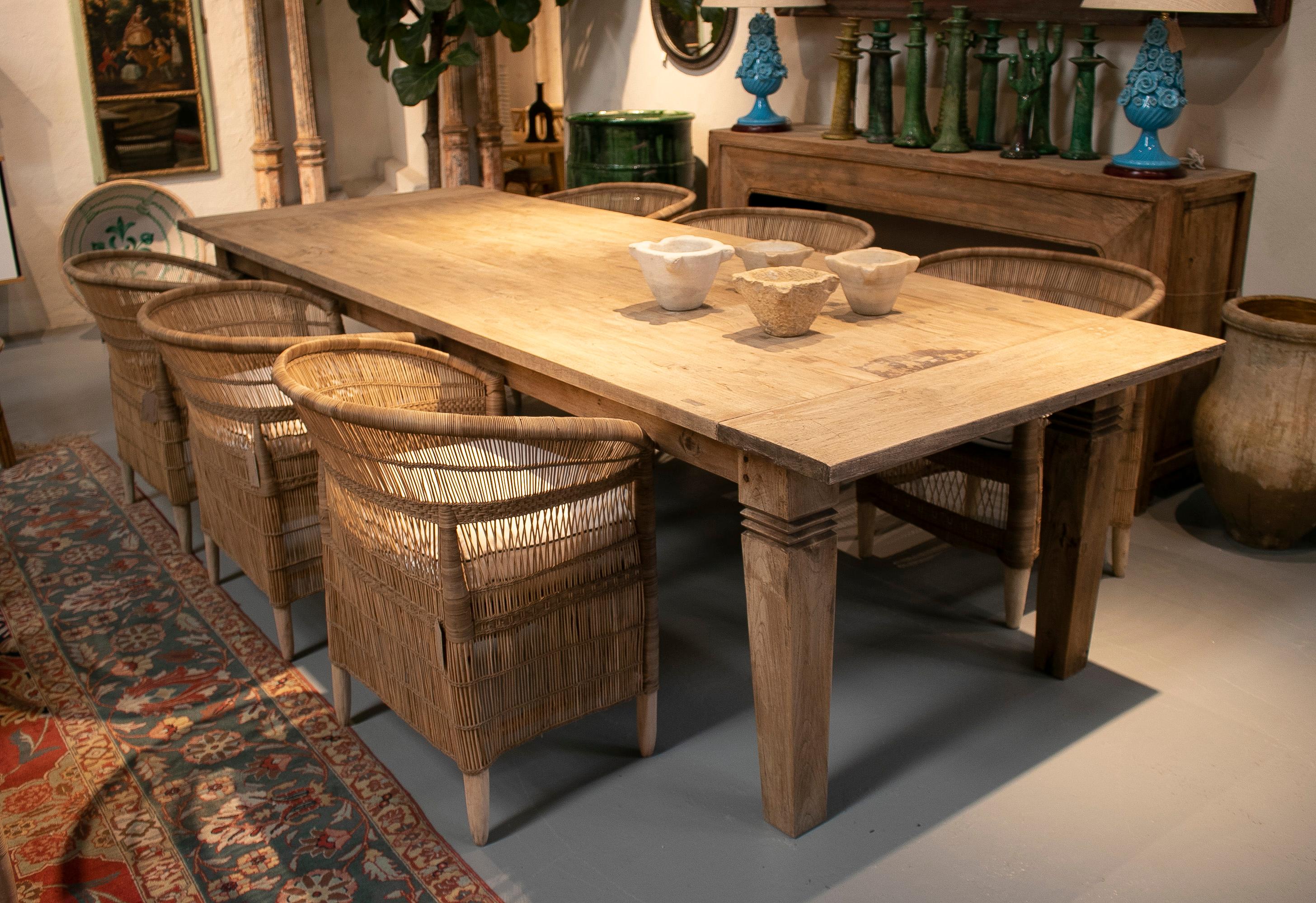 1950s Spanish Washed Wood 12-Seater Dining Table 2