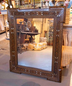 1950s Spectacular Antique Moroccan Mirror with Marquetry & Mother-of-Pearl Frame