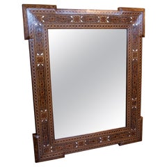 1950s Spectacular Antique Moroccan Mirror with Marquetry & Mother-of-Pearl Frame