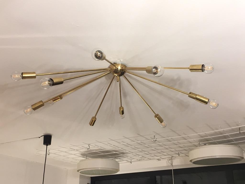 1950s Sputnik Brass Ceiling Lamp 3