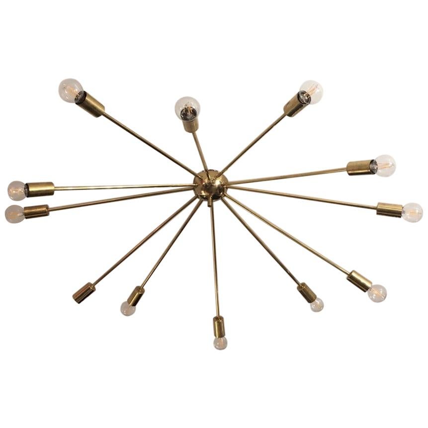 1950s Sputnik Brass Ceiling Lamp