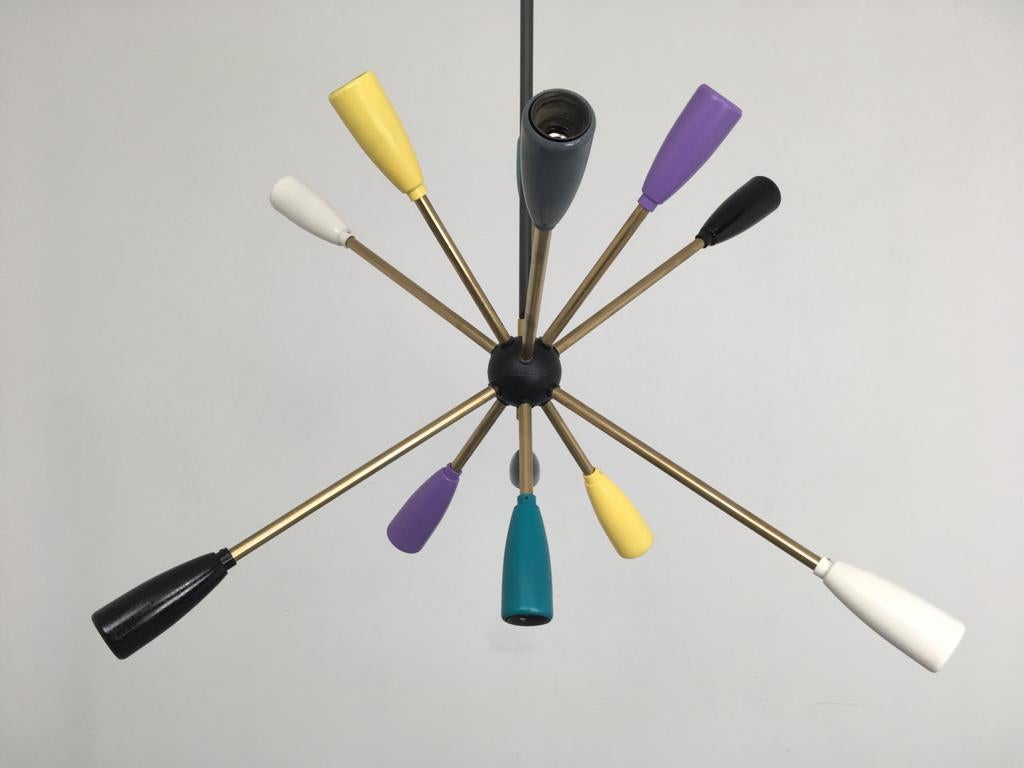 Mid-Century Modern 1950s Sputnik Pendant Chandelier Lamp in Different Colors