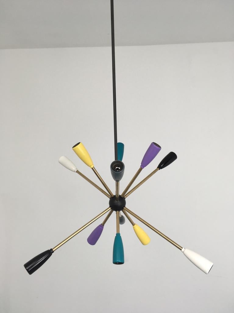 1950s Sputnik Pendant Chandelier Lamp in Different Colors In Excellent Condition In Berlin, BE