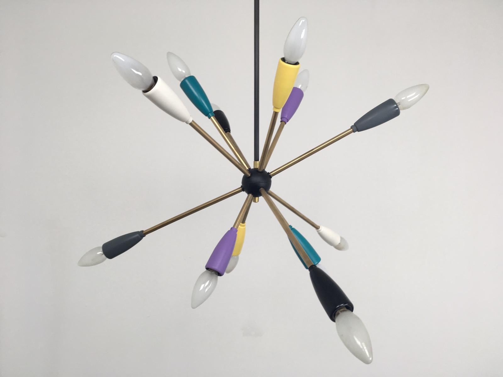 Mid-20th Century 1950s Sputnik Pendant Chandelier Lamp in Different Colors