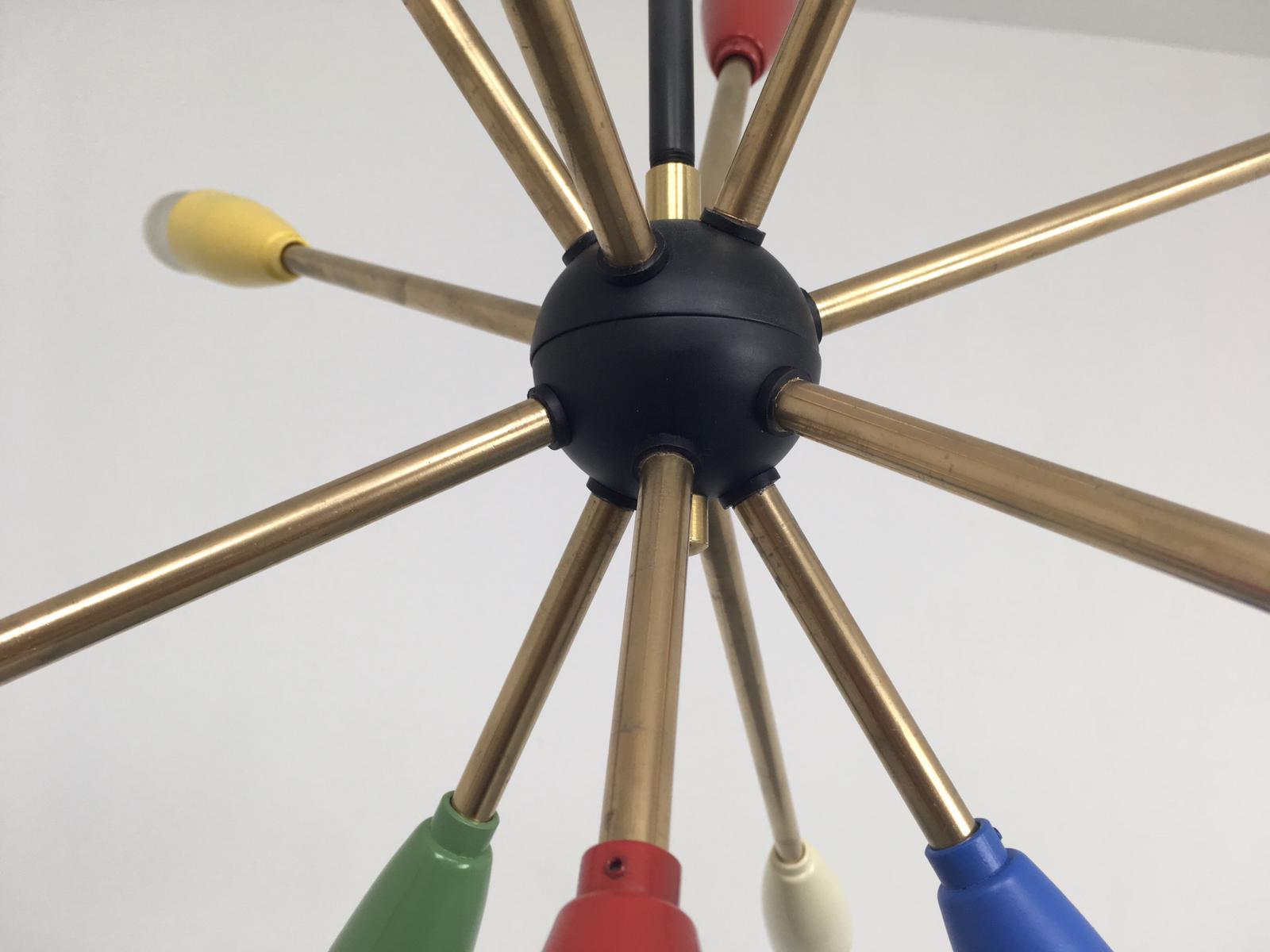 Brass 1950s Sputnik Pendant Chandelier Lamp in Different Colors