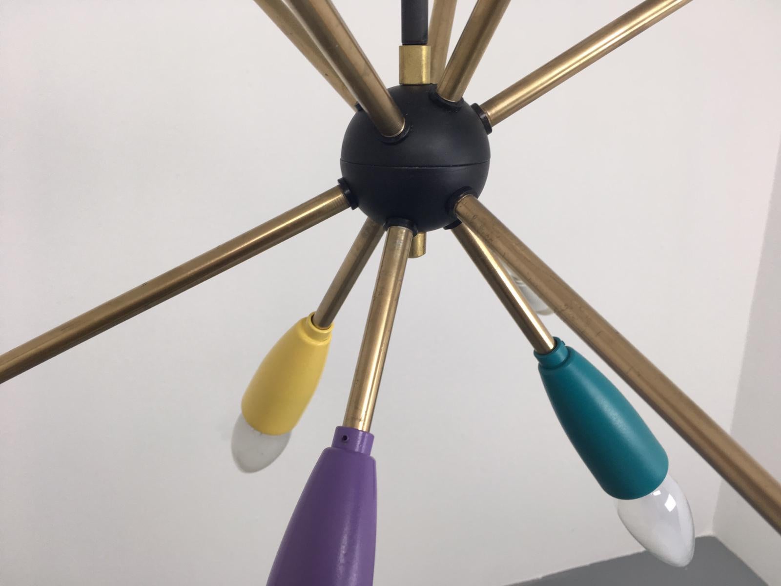 Metal 1950s Sputnik Pendant Chandelier Lamp in Different Colors