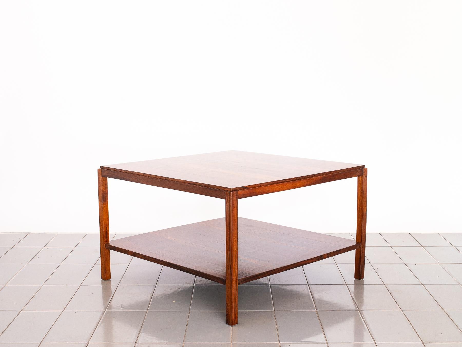 Mid-Century Modern 1950s Square Side Table in Rosewood by Sergio Rodrigues, Brazilian Modernism
