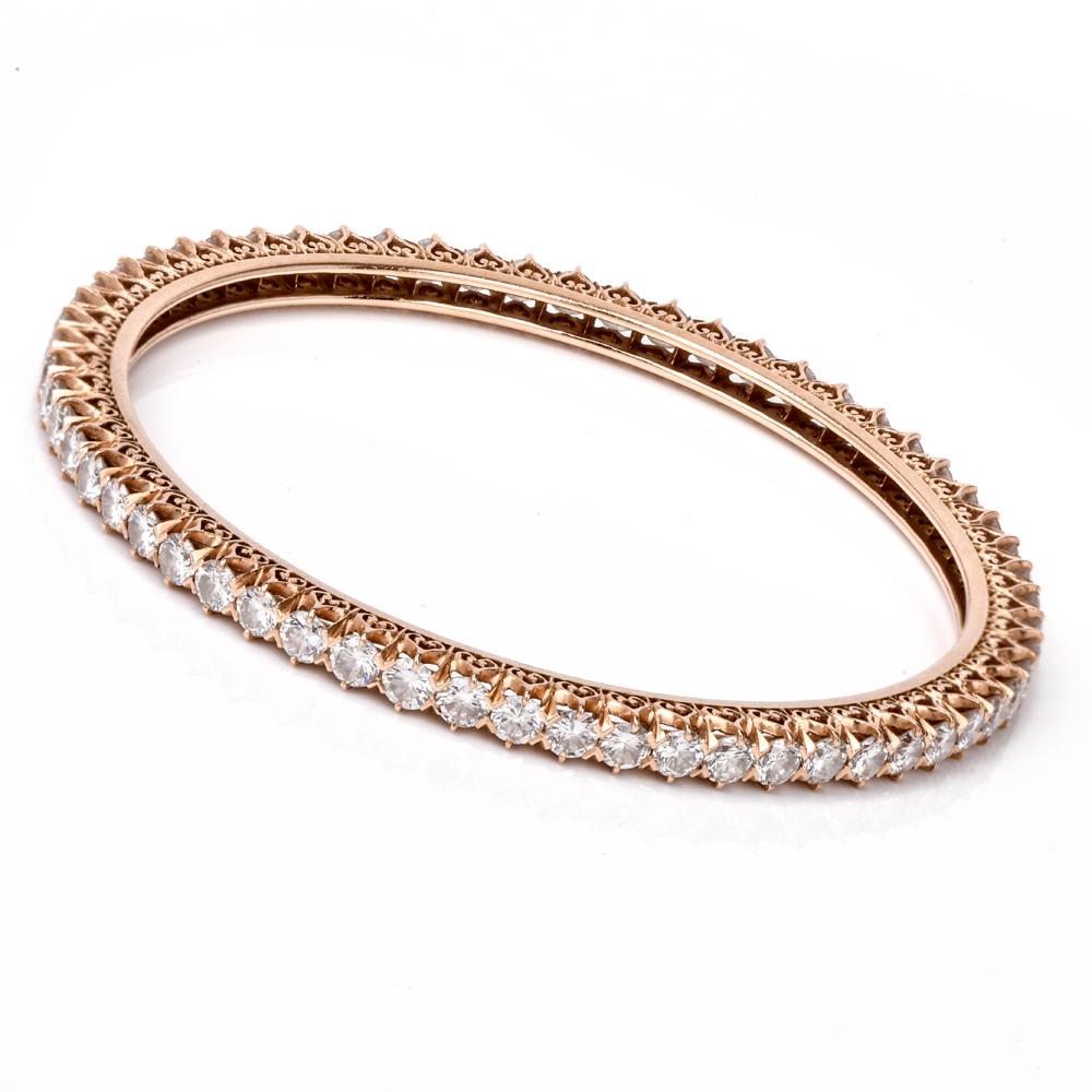 1950s Stackable Diamond Bangle Gold Bracelet 1