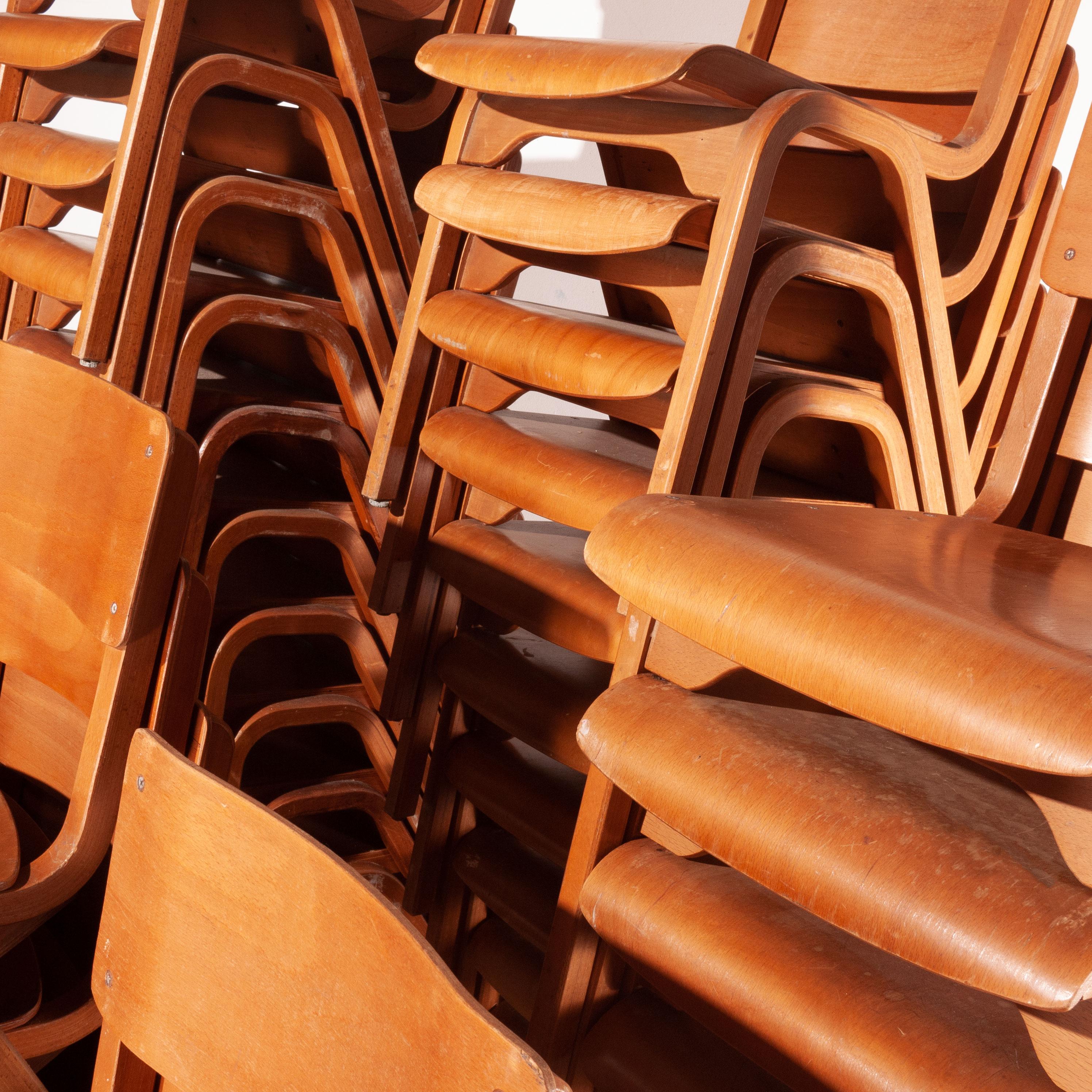 Mid-20th Century 1950s Stacking Dining Chairs by ESA James Leonard, Lamstak