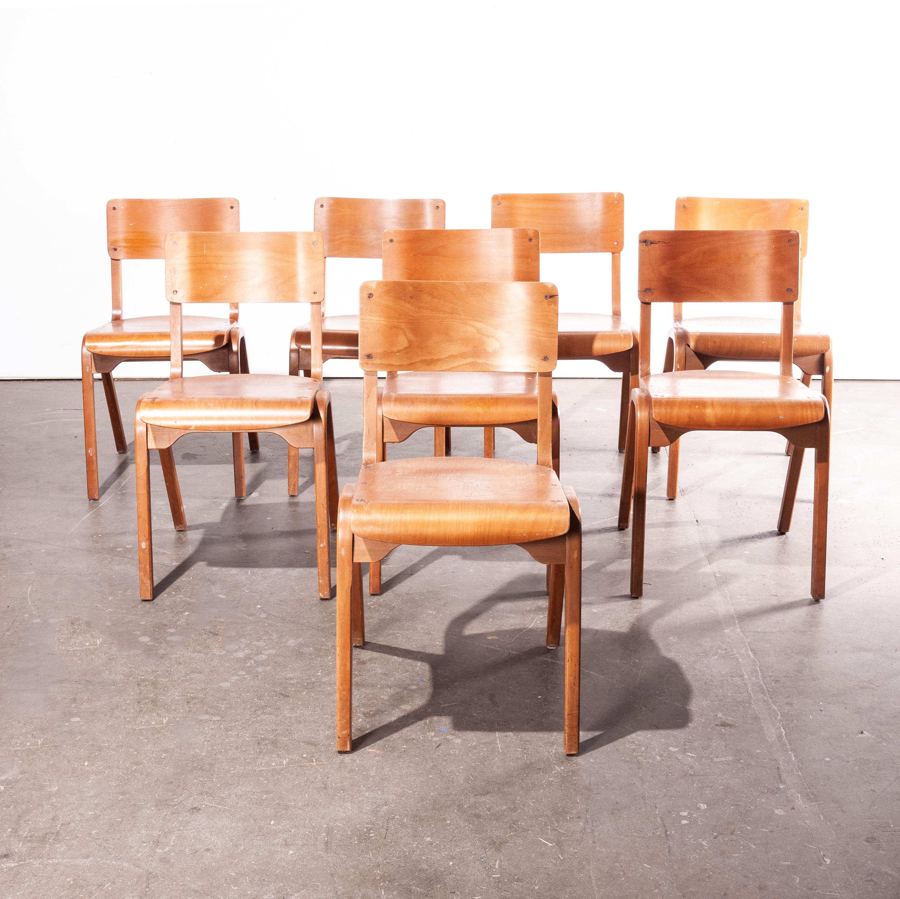 1950s Stacking Dining Chairs by ESA James Leonard, Lamstak, Set of Eight 3