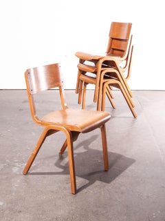 chaises de salle à manger empilables des années 1950 par ESA James Leonard:: Lamstak:: lot de quatre
