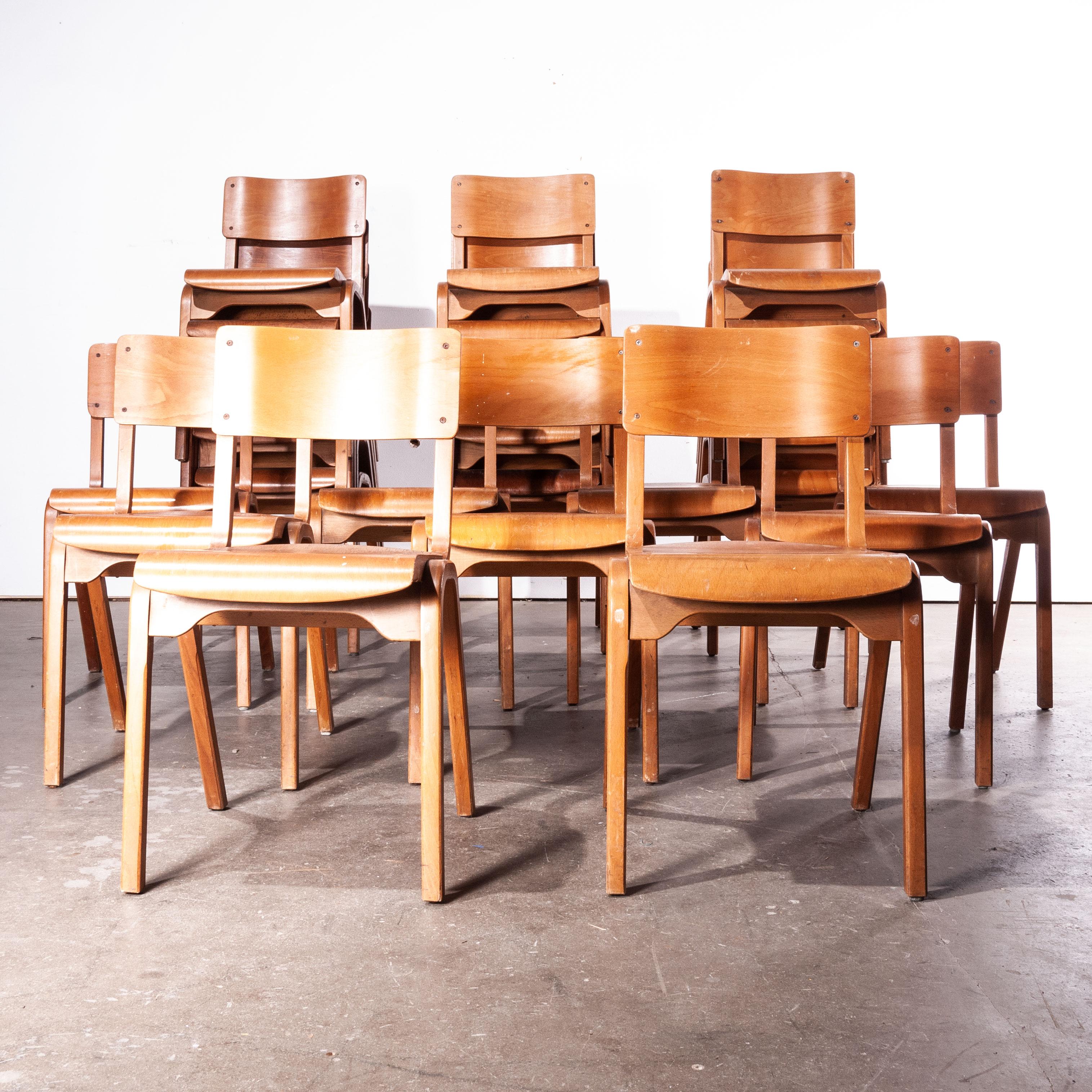 Mid-20th Century 1950s Stacking Dining Chairs by ESA James Leonard, Lamstak, Set of Twenty Four
