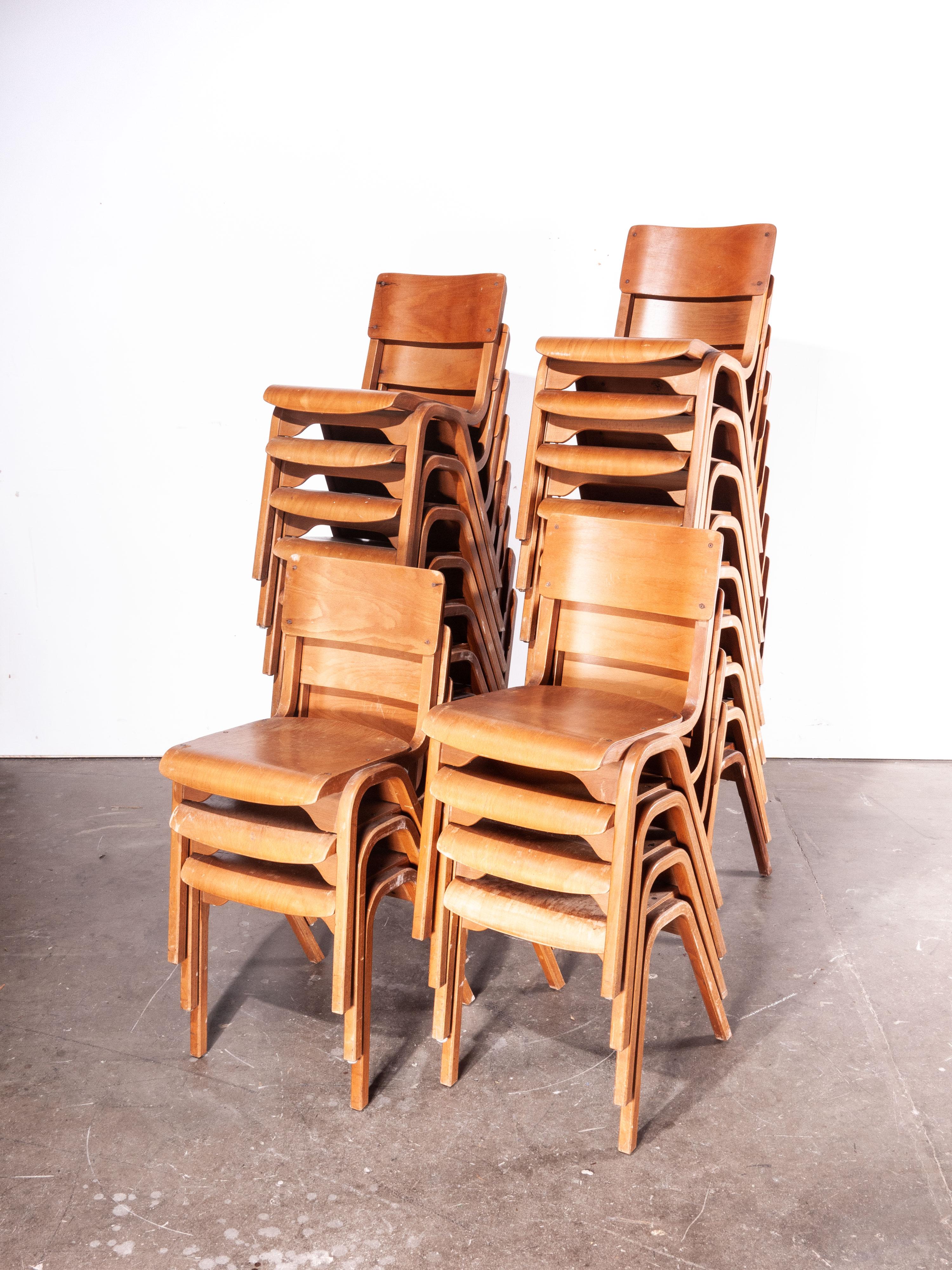 1950s Stacking Dining Chairs by ESA James Leonard, Lamstak, Set of Twenty Four 3