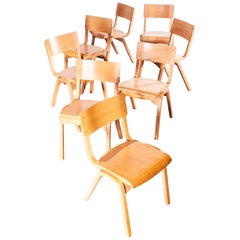 Retro 1950s Stacking Dining Chairs by Lamstak, Set of Eight