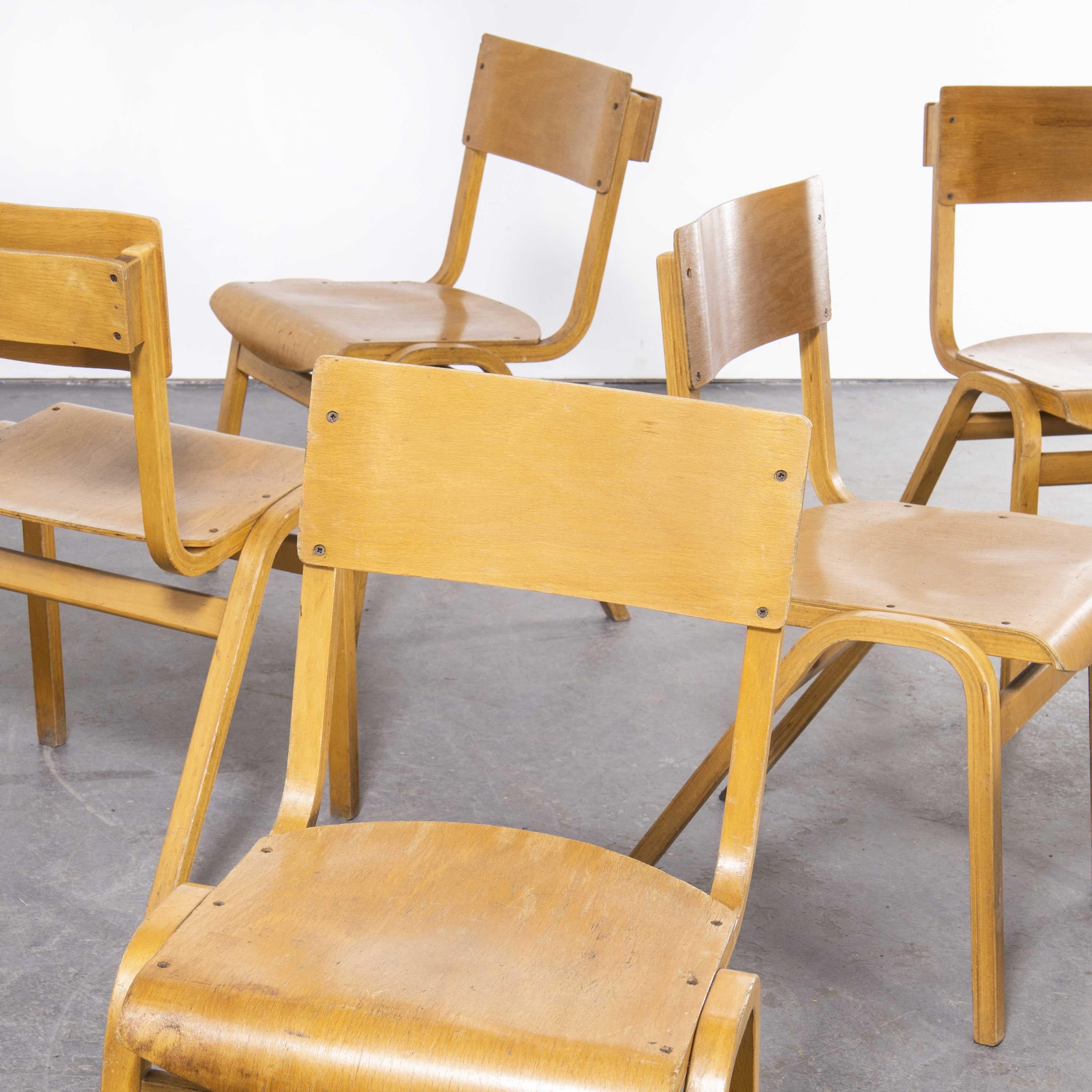 Bentwood 1950's Stacking Dining Chairs by Lamstak, Set of Seven