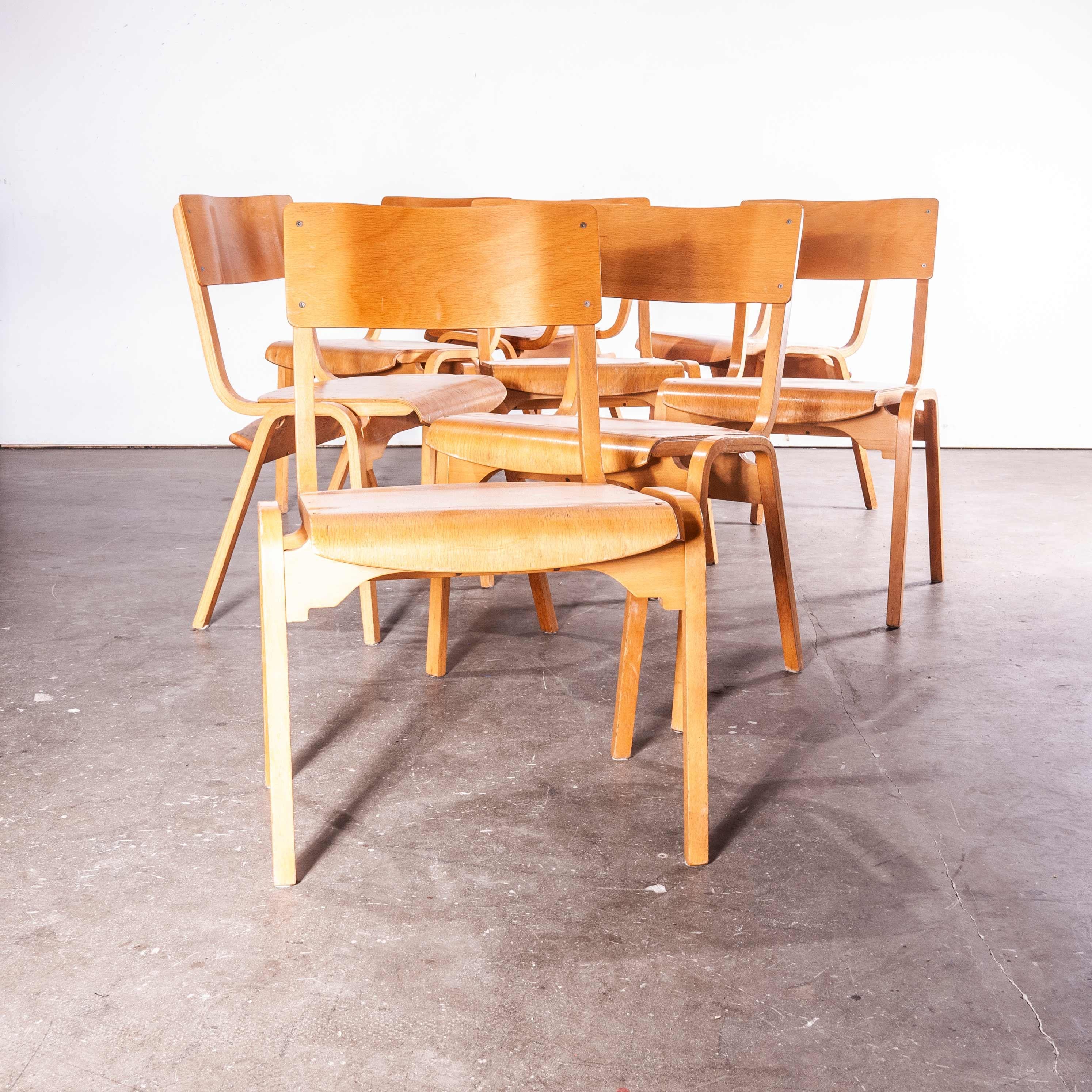 1950s Stacking Dining Chairs Made by Tecta Designed by Stafford, Set of Eight In Good Condition In Hook, Hampshire