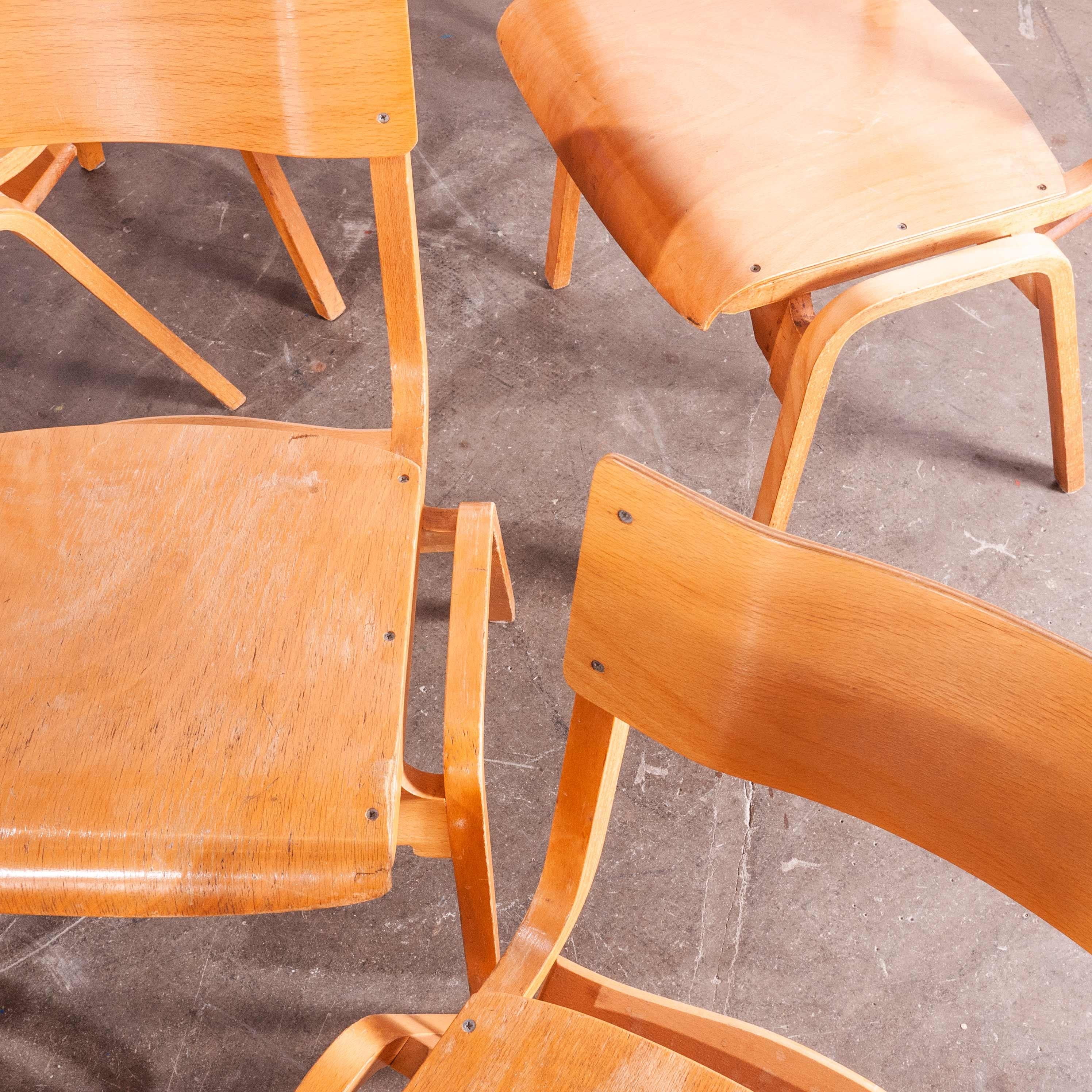 Bentwood 1950s Stacking Dining Chairs Made by Tecta Designed by Stafford, Set of Eight