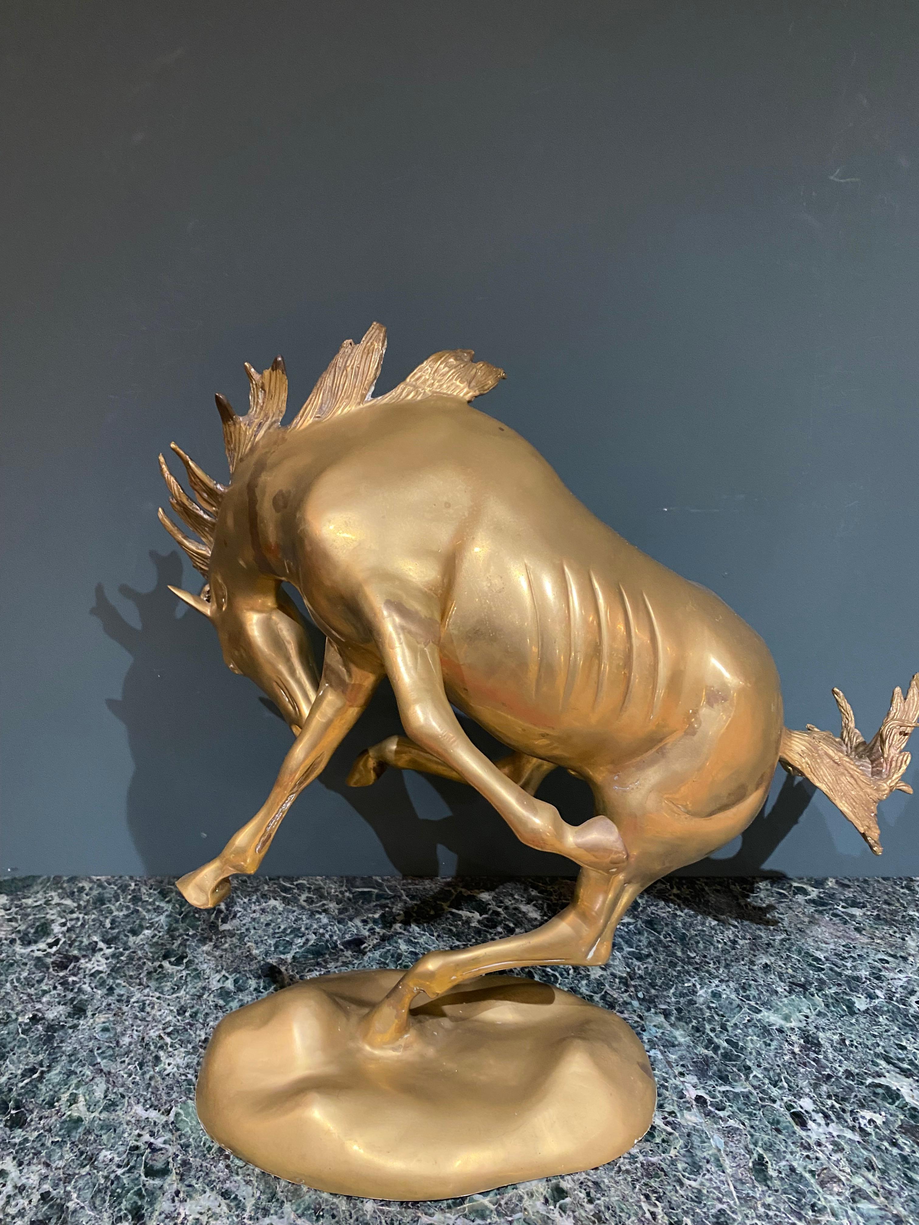 Italian 1950s Stallion Brass Sculpture  For Sale