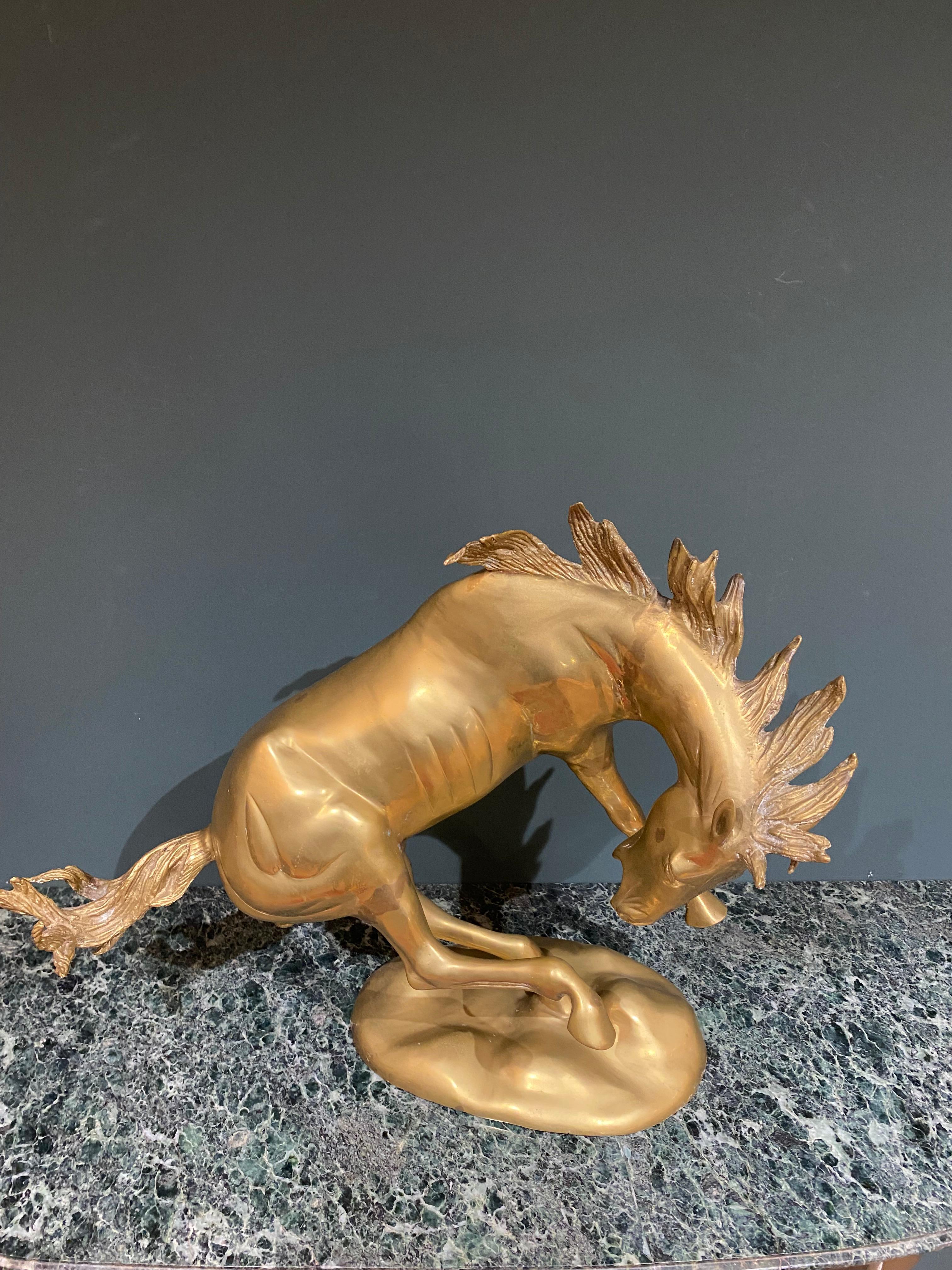 1950s Stallion Brass Sculpture  In Good Condition For Sale In London, GB