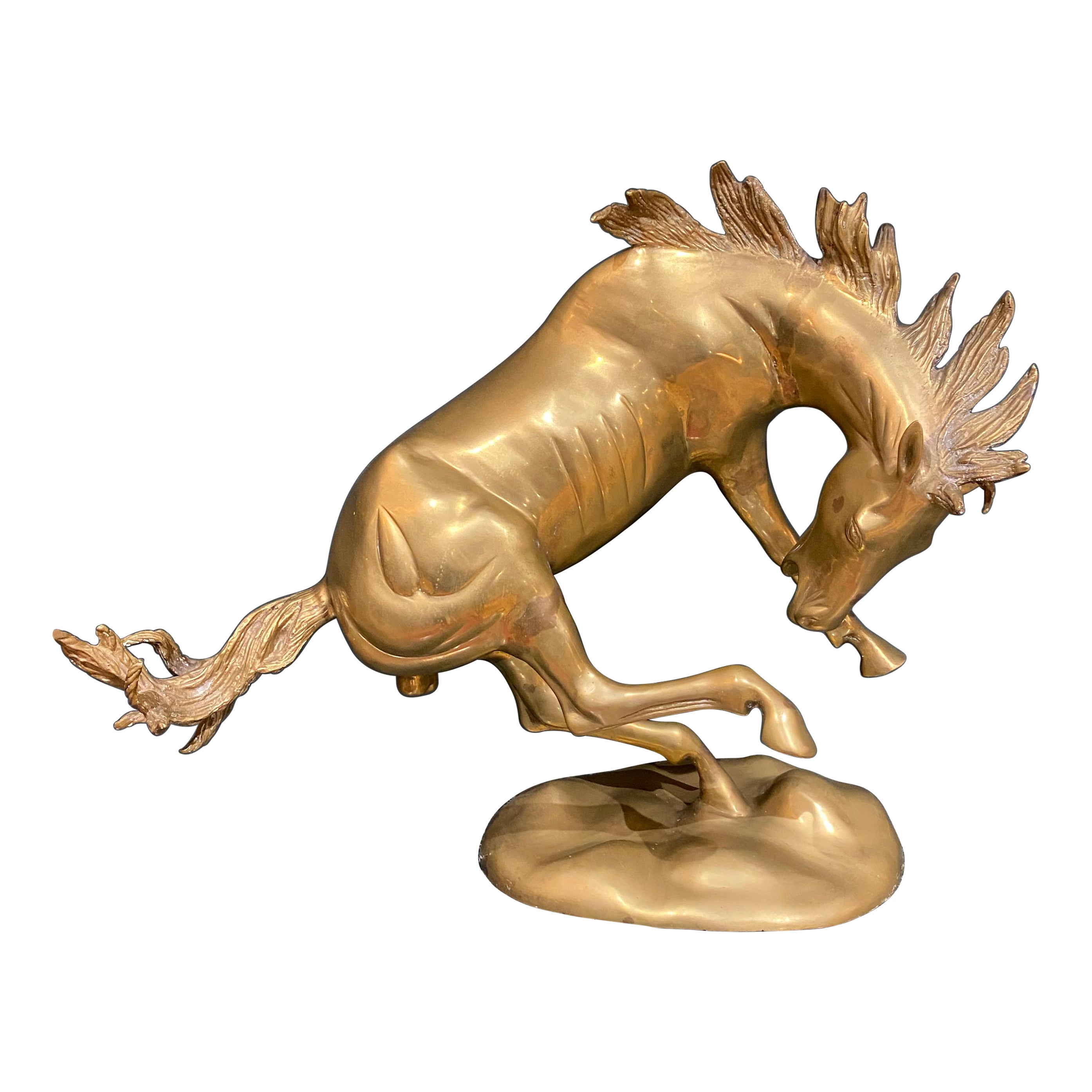 1950s Stallion Brass Sculpture