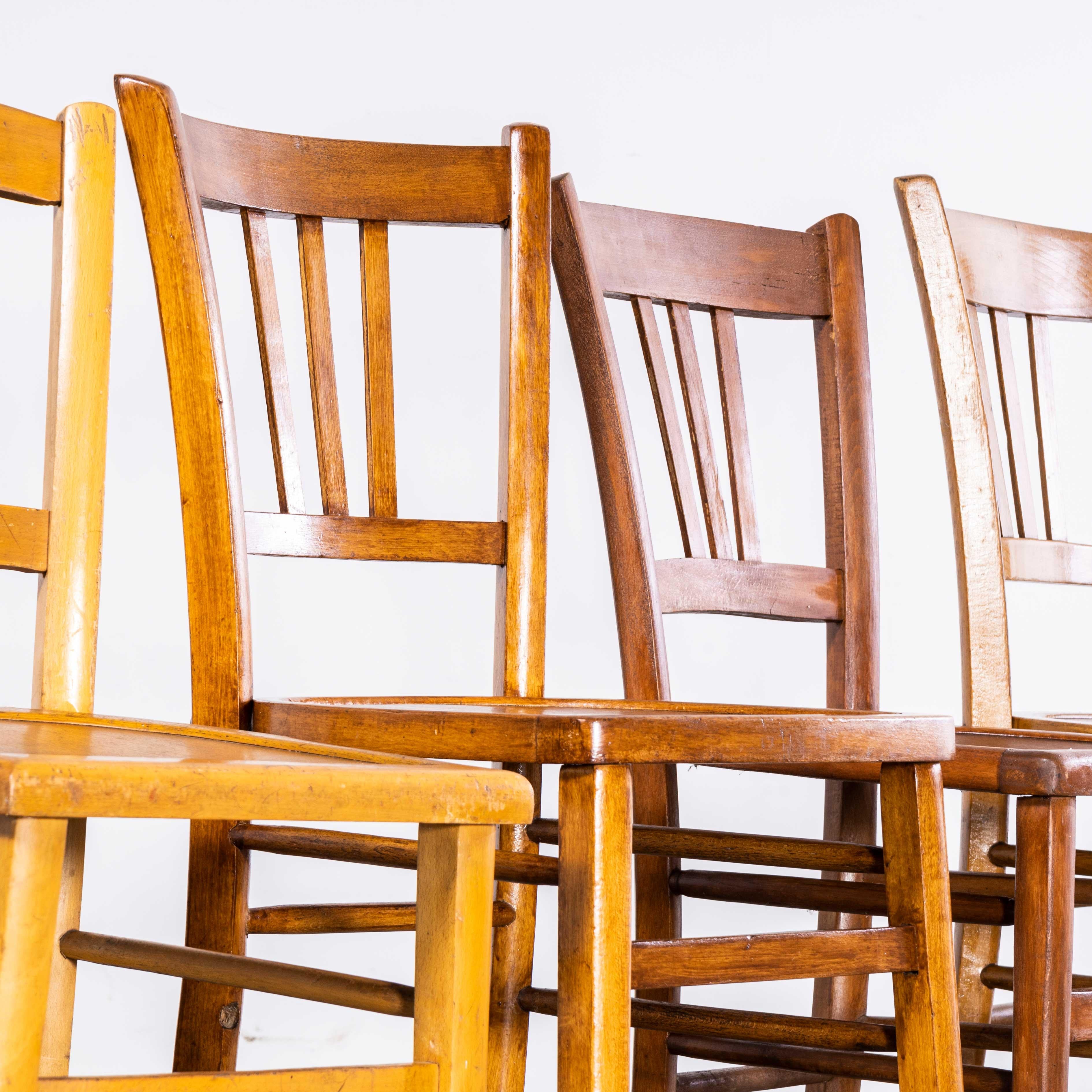 Bentwood 1950’s Standard Blonde Farmhouse French Mixed Dining Chairs - Set Of Four For Sale