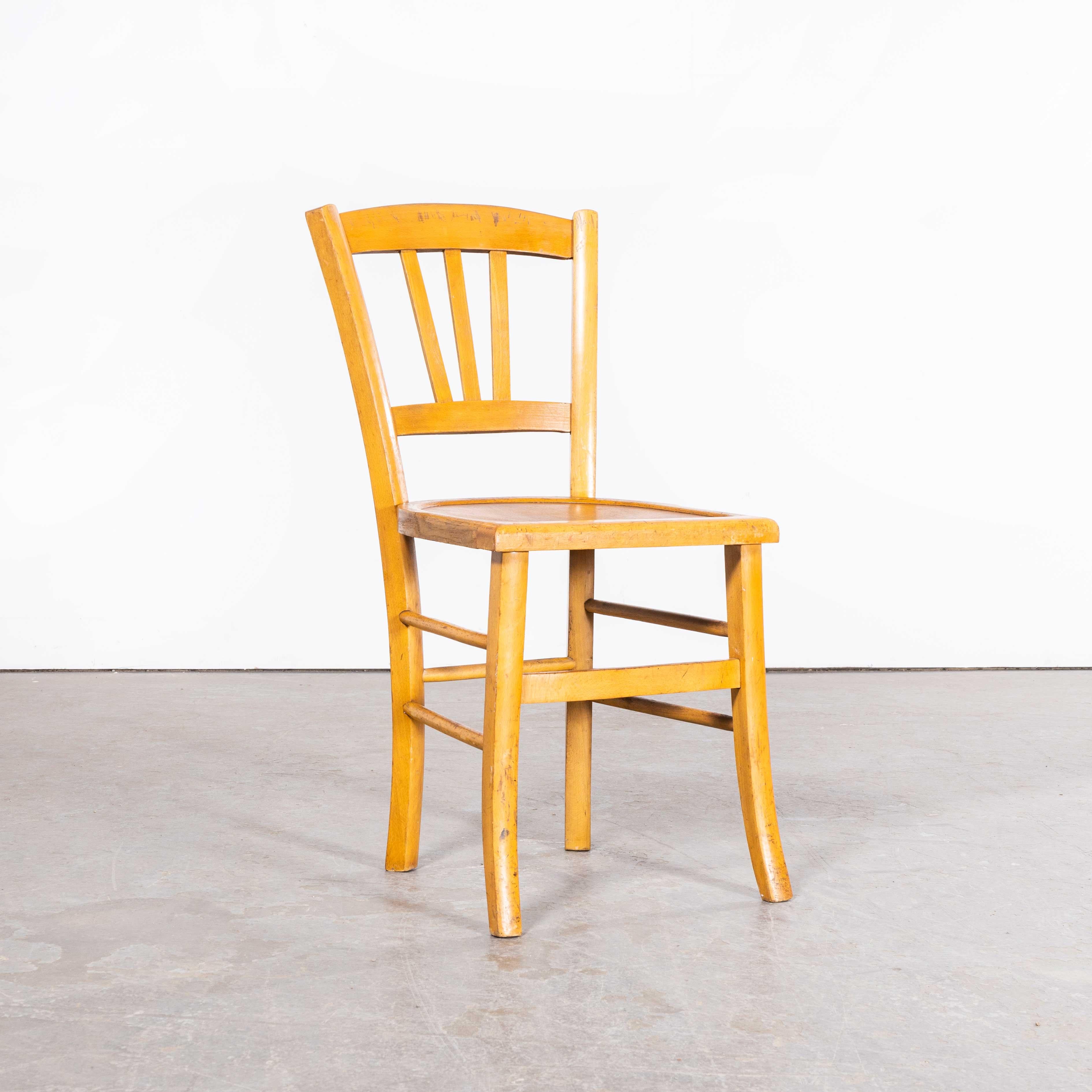 Mid-20th Century 1950’s Standard Blonde Farmhouse French Mixed Dining Chairs - Set Of Six For Sale