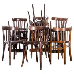 1950
s Standard Classic Dark Oak Bistro Dining Chairs - Flat Seat