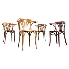 1950's Standard Fan Back Bistro Mixed Dining Armchairs-Set Of 4