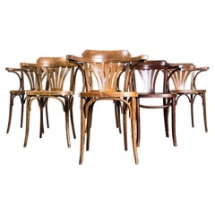 1950's Standard Fan Back Bistro Mixed Dining Armchairs-Set of 6