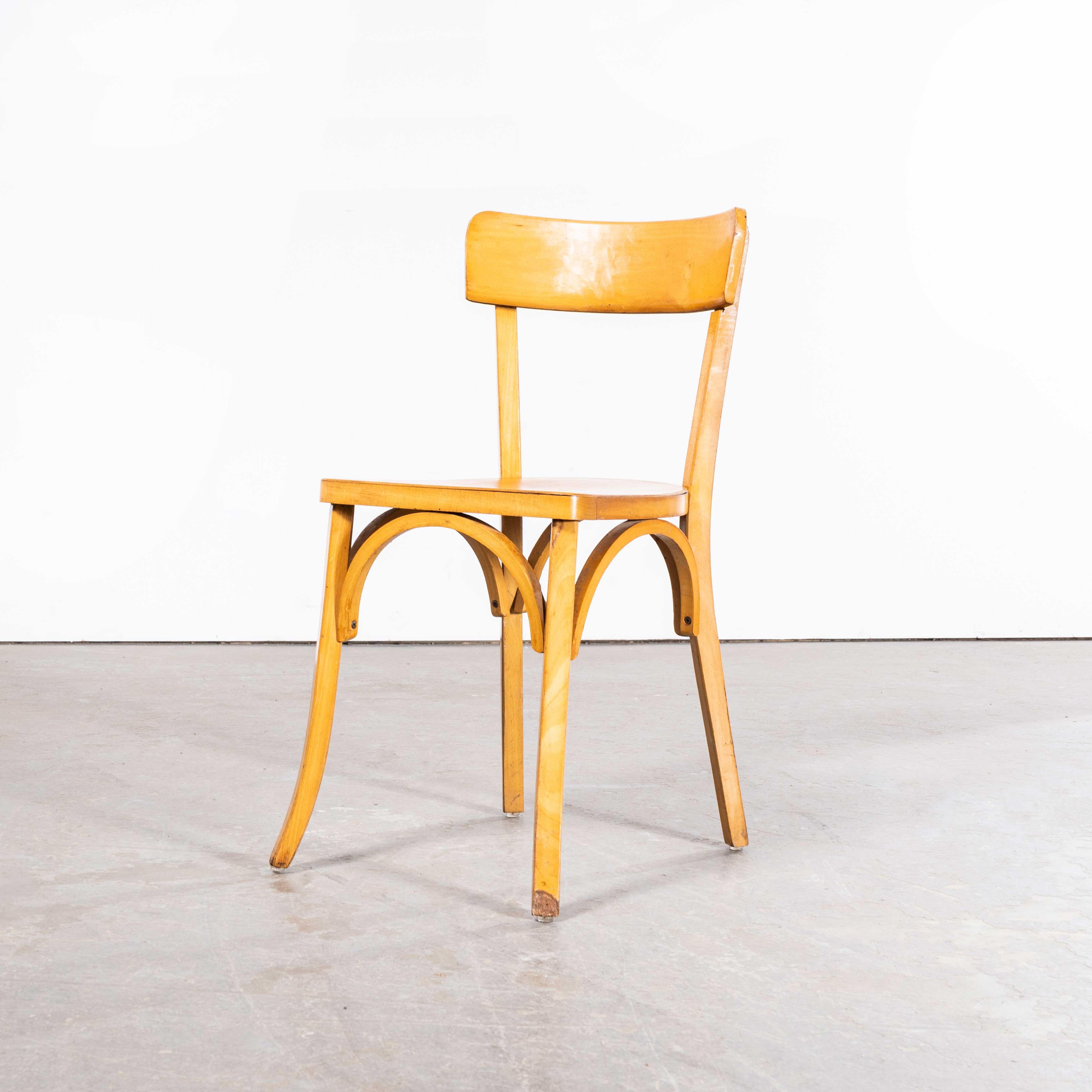 Mid-20th Century 1950’s Standard Single Bar Blonde French Dining Chairs - Set Of Four