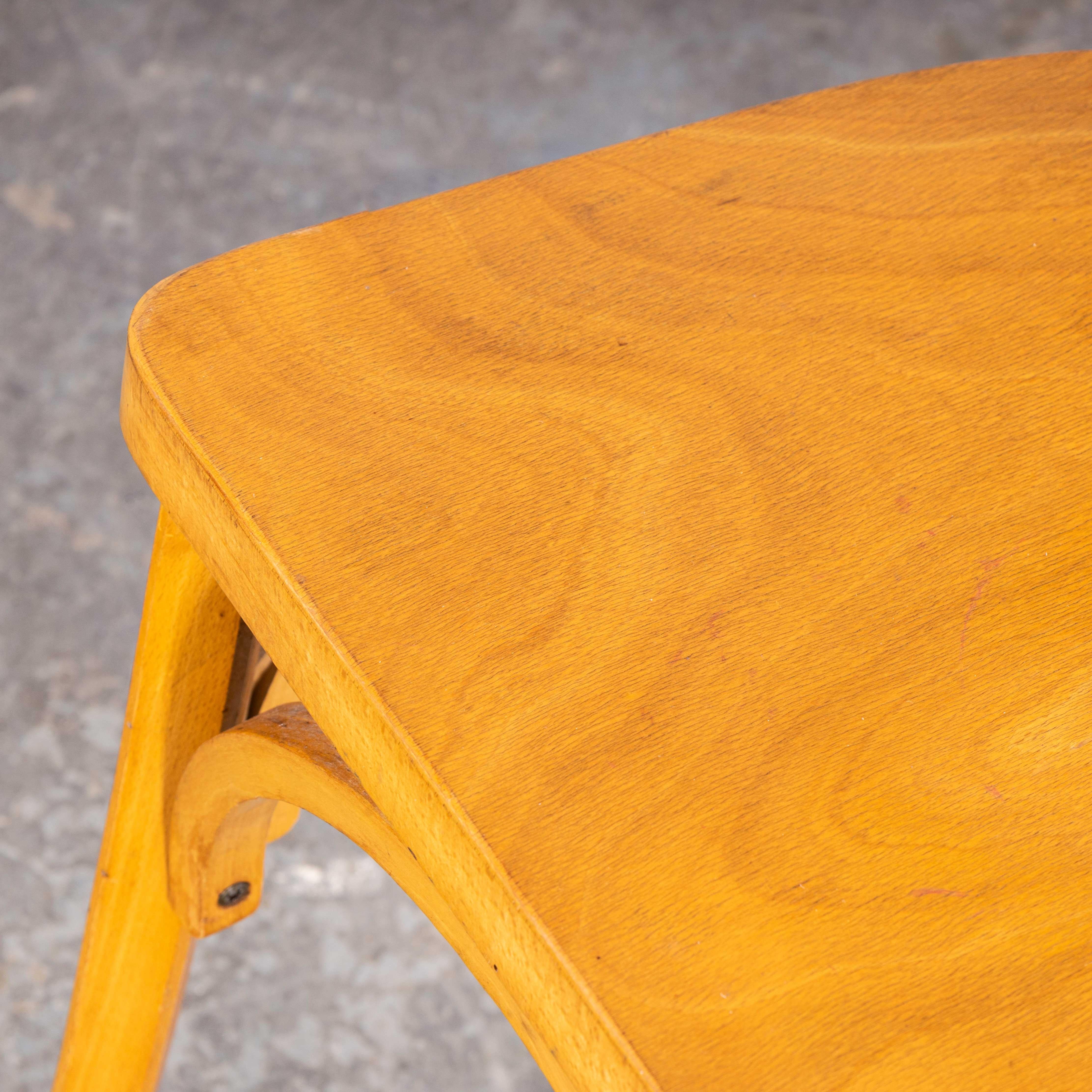Bentwood 1950’s Standard Single Bar Blonde French Dining Chairs - Set Of Four